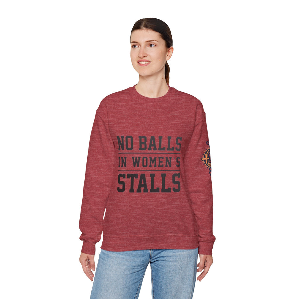 No Balls in Women's Stalls Crewneck Sweatshirt — Bold Statement Pullover Printify