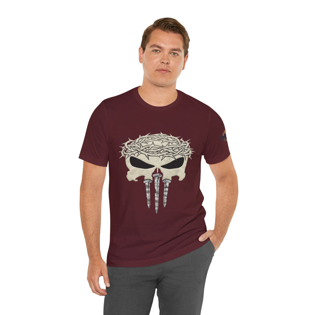 Christian Skull T-shirt - Crown of Thorns & Nails - Warrior Faith T-shirt Printify