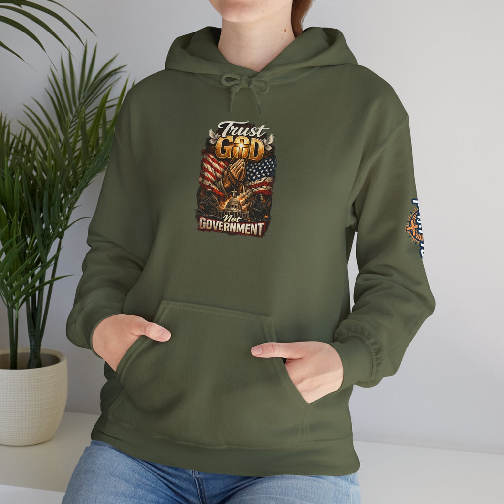 Trust God Not Government Hoodie — Vintage Patriotic Christian Hoodie Printify