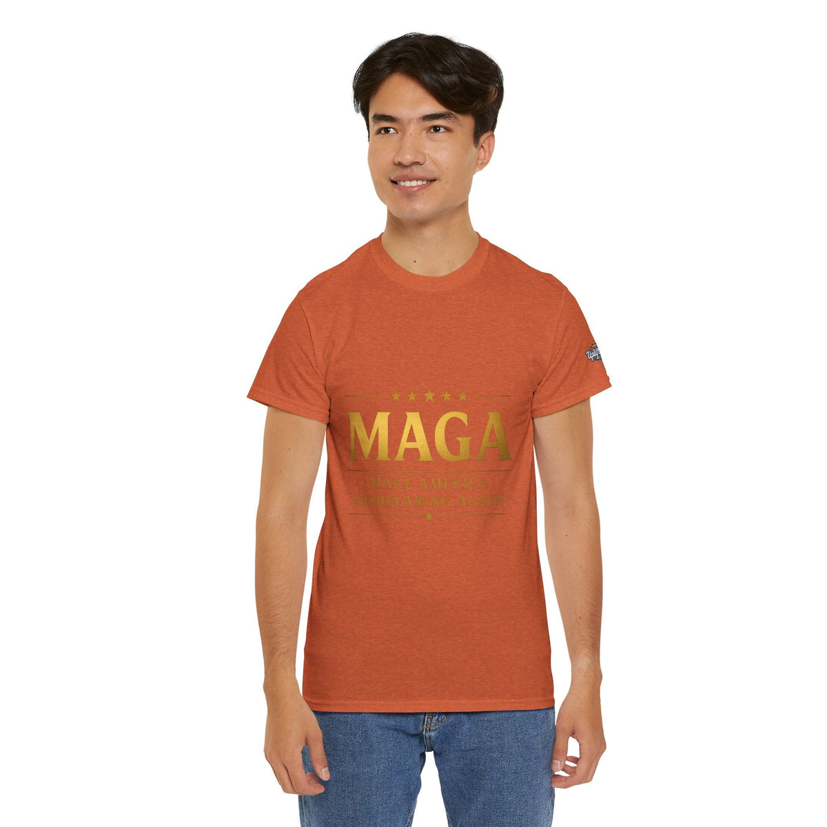 MAGA Gold Letter T-Shirt — "Make America Great Again" Printify