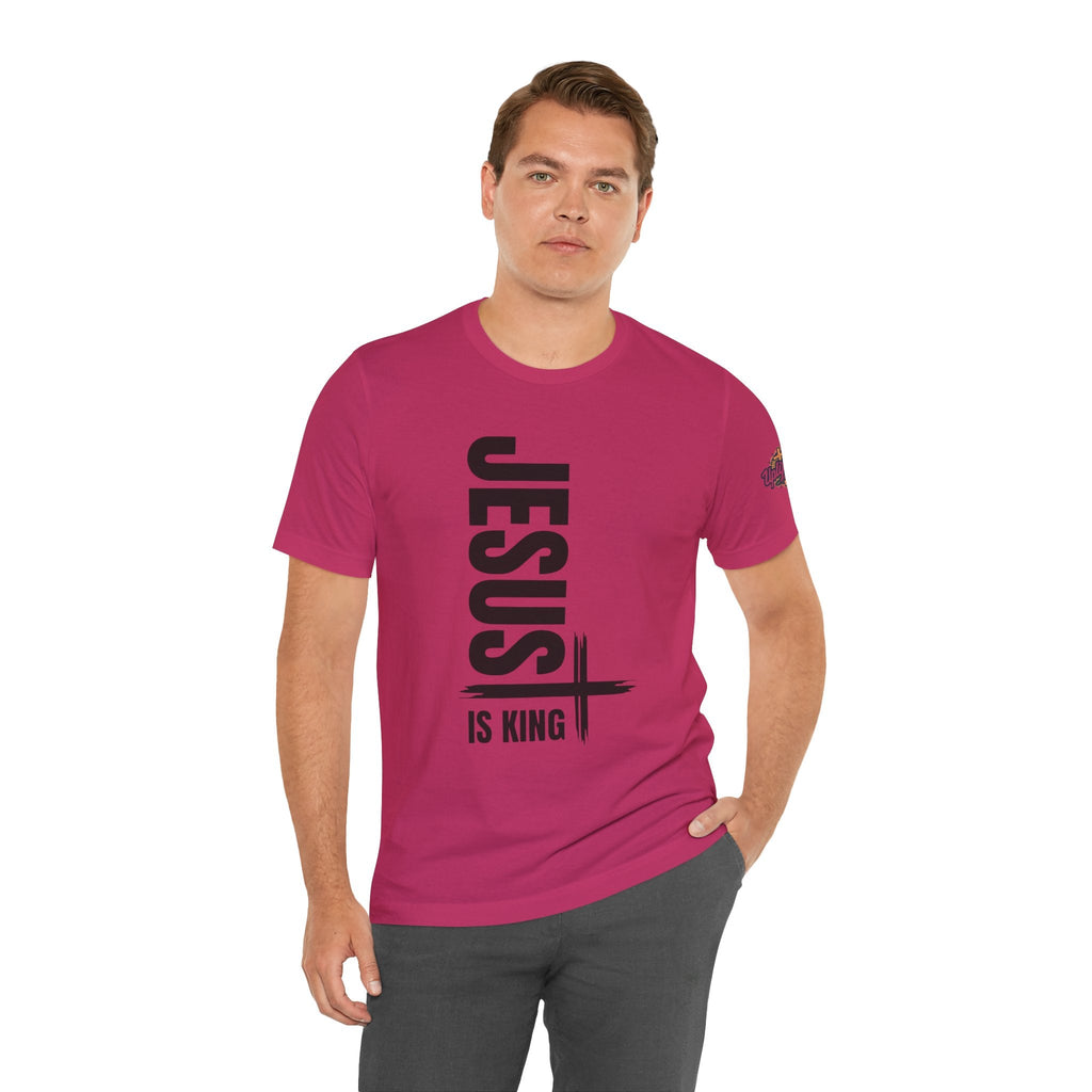 Jesus Is King T-shirt | Modern Typographic Cross Christian T-shirt Printify