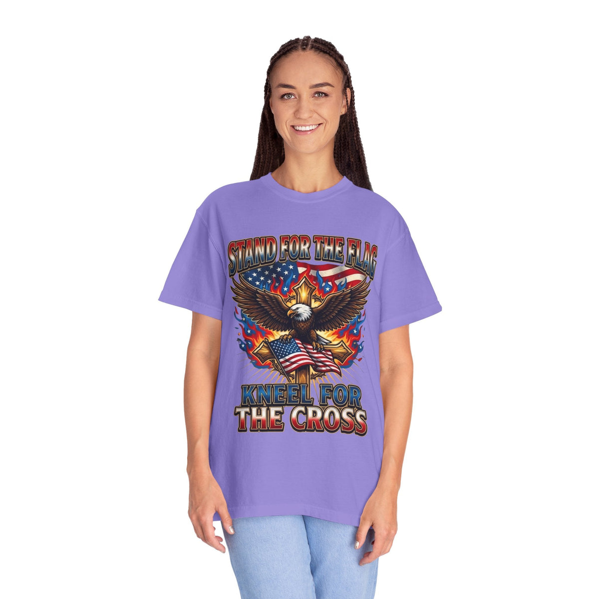 Stand for the Flag Kneel for the Cross T-shirt | Patriotic Eagle T-shirt Printify
