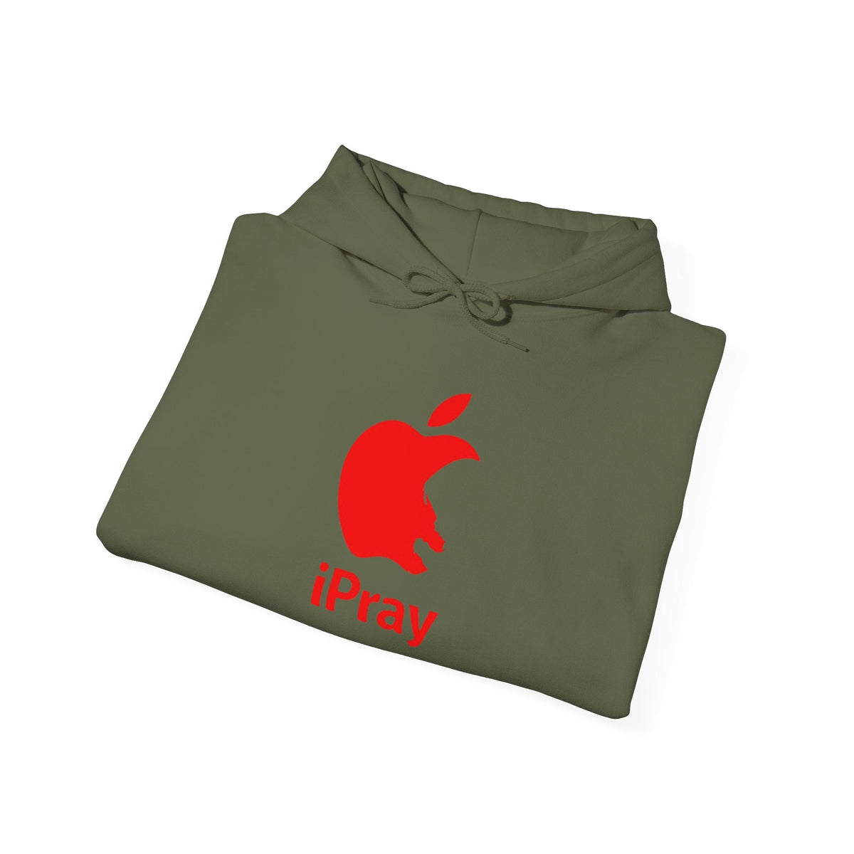 iPray Apple Logo Hoodie — Funny Christian Hoodie (Minimal Red Apple Graphic) Printify