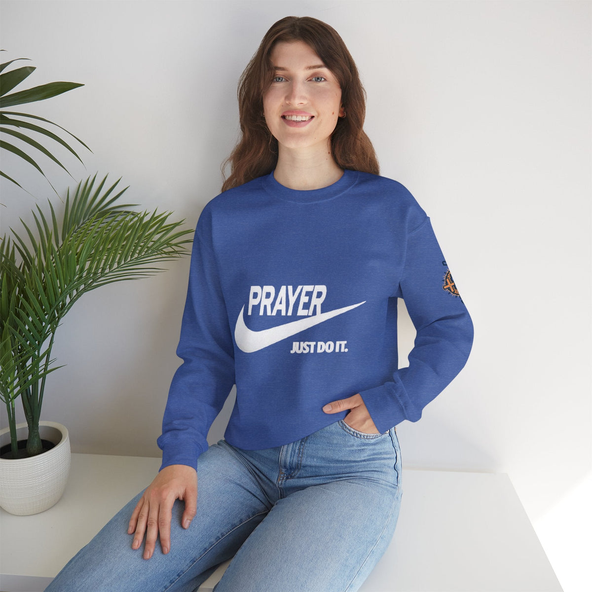 Prayer Just Do It Sweatshirt - Funny Christian Nike Parody Sweatshirt - Faith Gear Printify