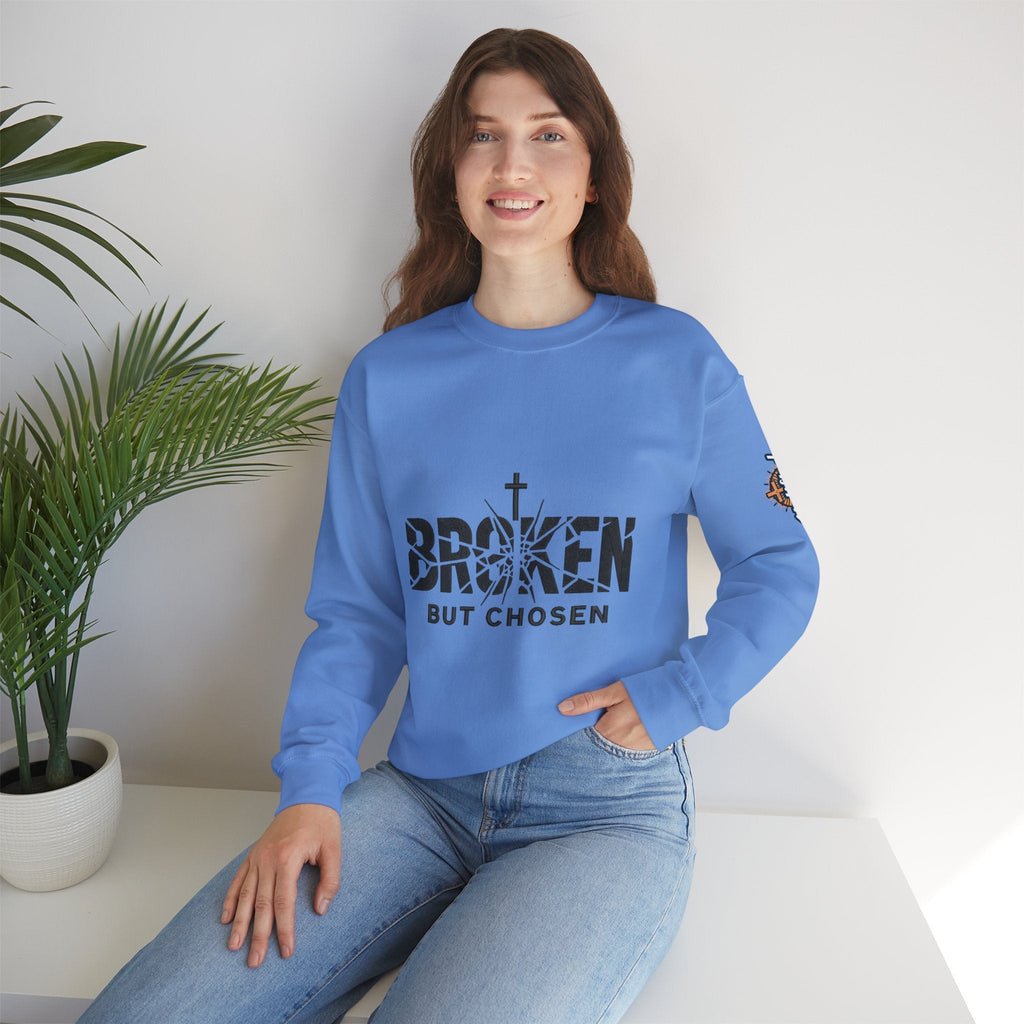 Broken But Chosen Crewneck Sweatshirt Printify
