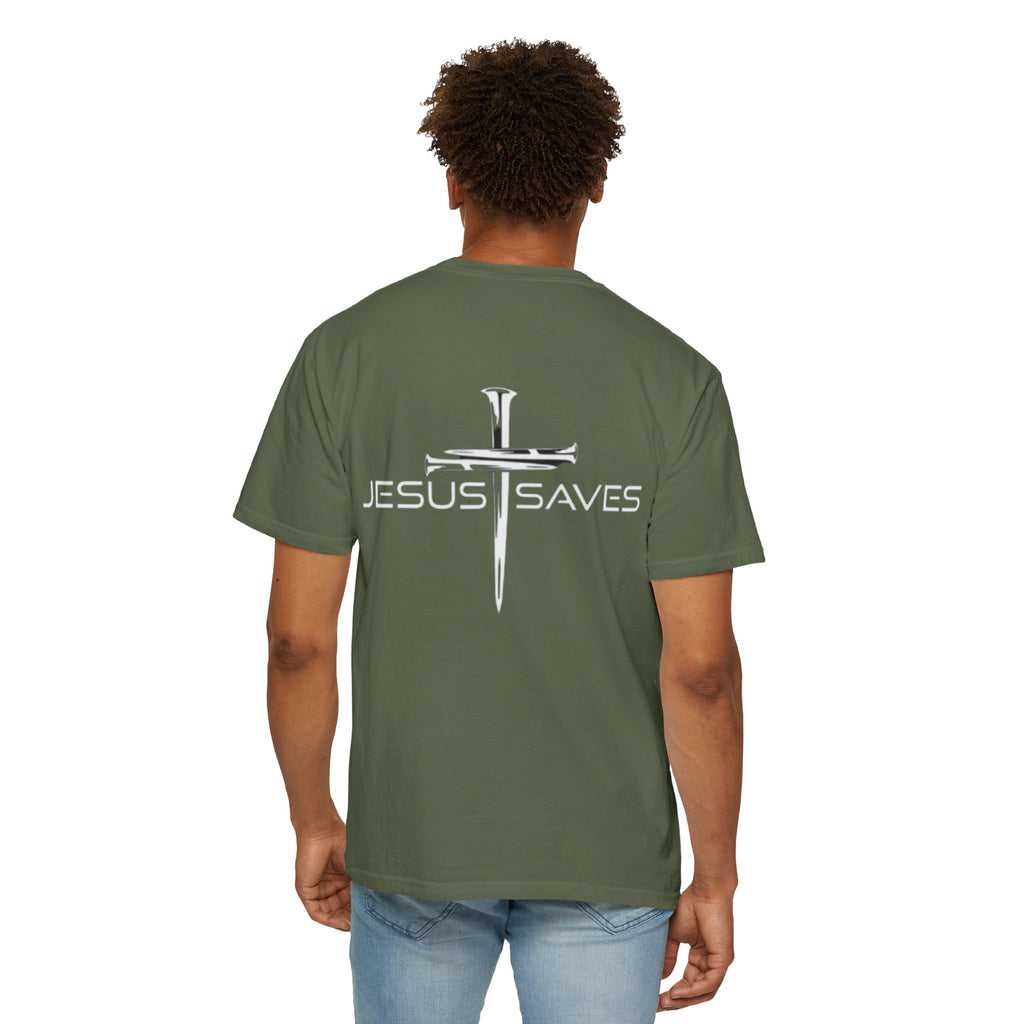 Jesus Saves T-shirt – 3 Nails Crucifix Cross Christian T-shirt for Redemption Faith & Bold Salvation
