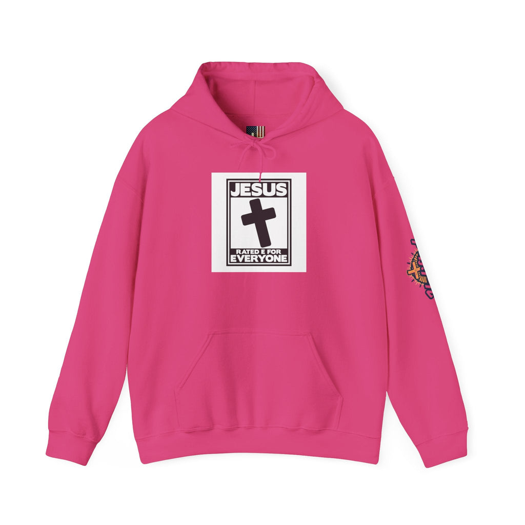 Jesus, Rated E for Everyone Hoodie - Gamer Faith Hoodie - Christian Video Game Parody Printify