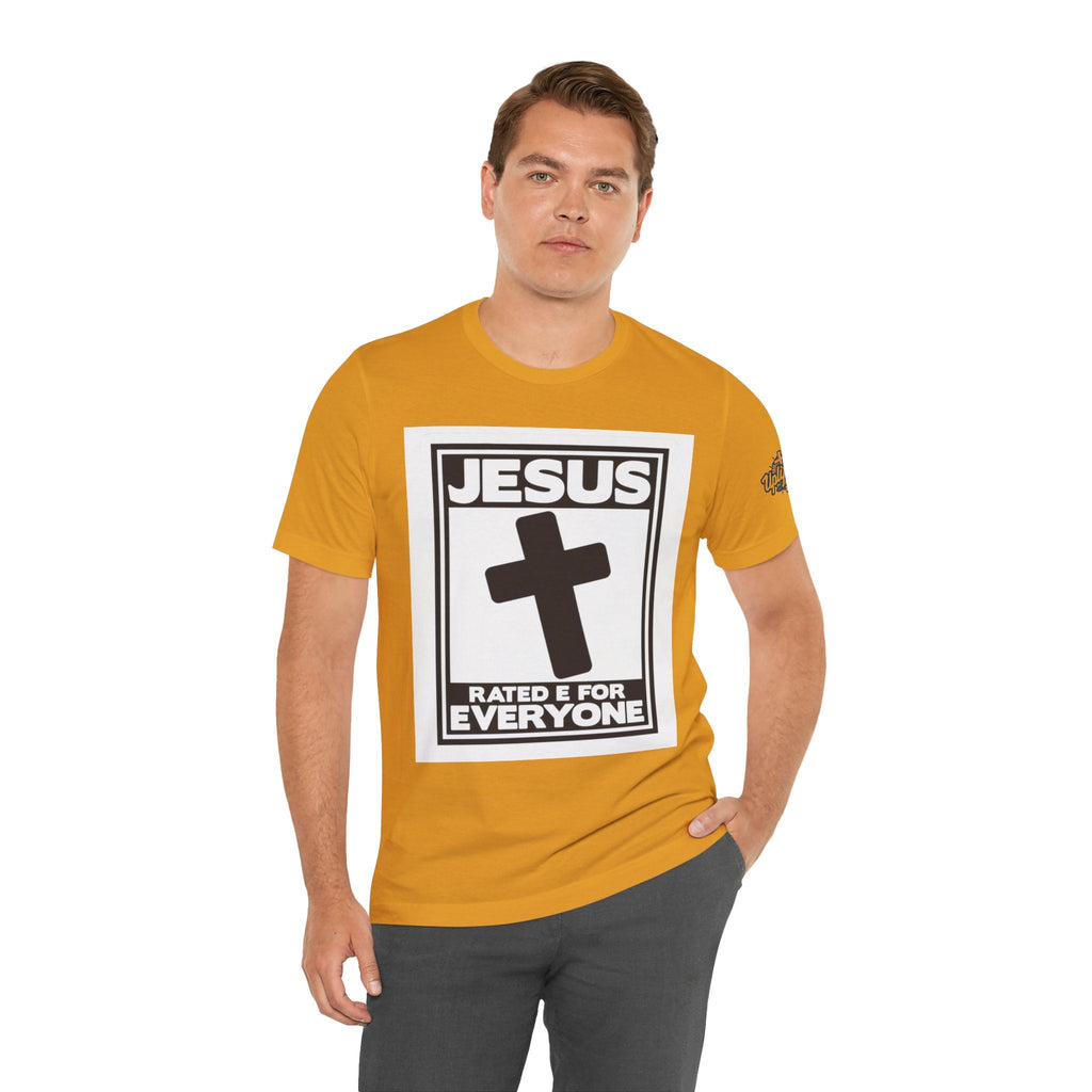 Jesus, Rated E for Everyone T-shirt - Gamer Faith T-shirt - Christian Video Game Parody Printify