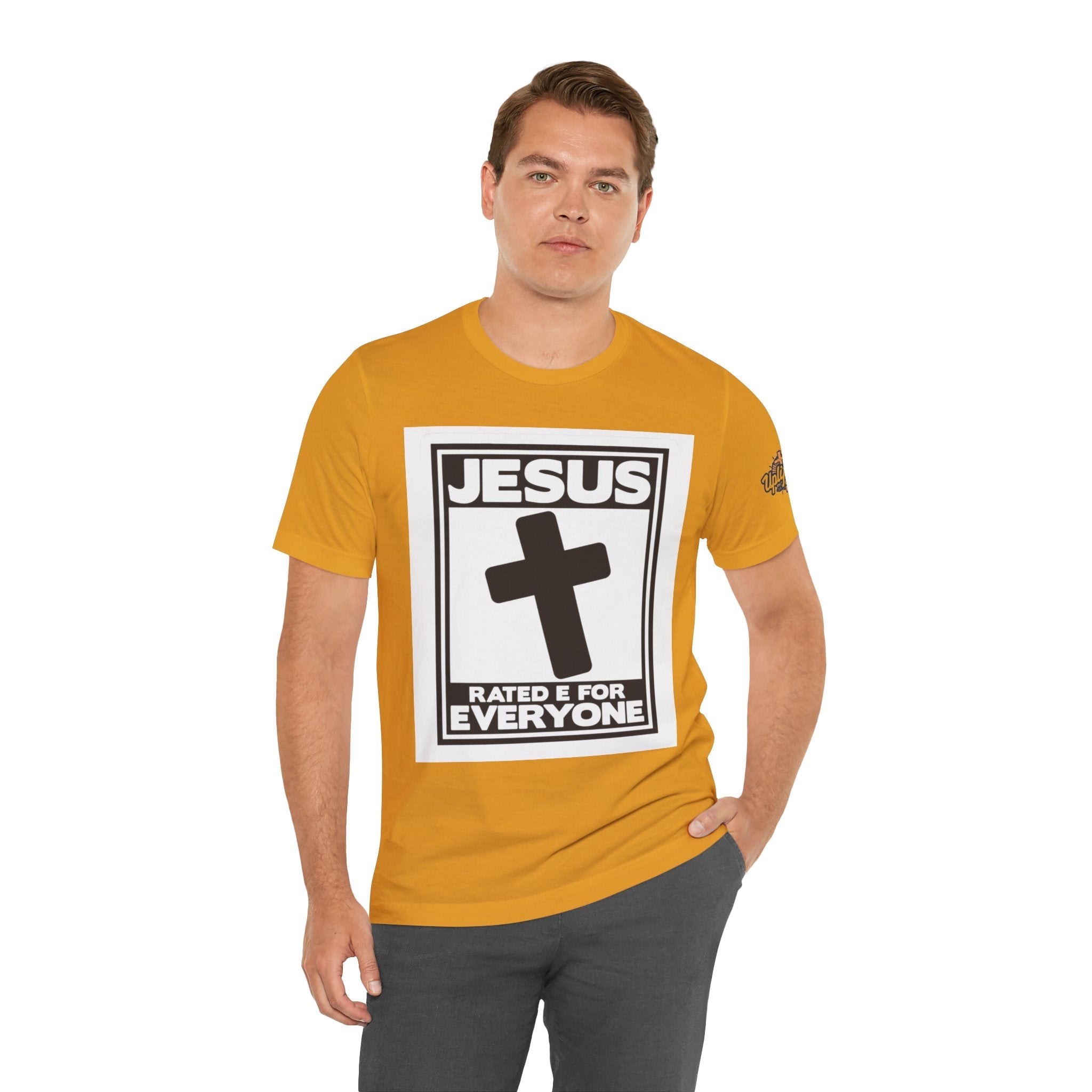 Jesus, Rated E for Everyone T-shirt - Gamer Faith T-shirt - Christian Video Game Parody Printify