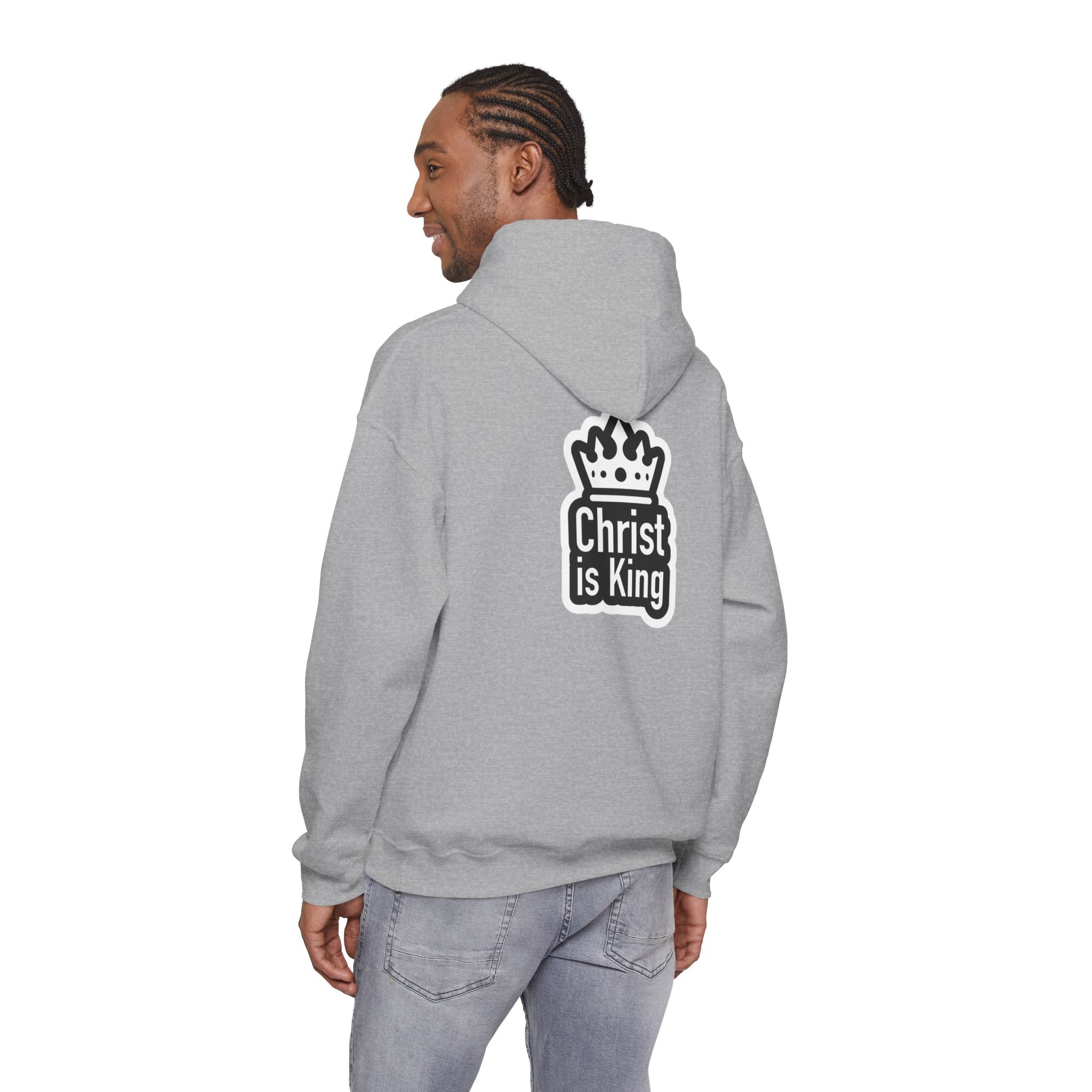 Christ is King Hoodie – Bold Crown & Cross Christian Sweatshirt for Unshakable Faith Printify