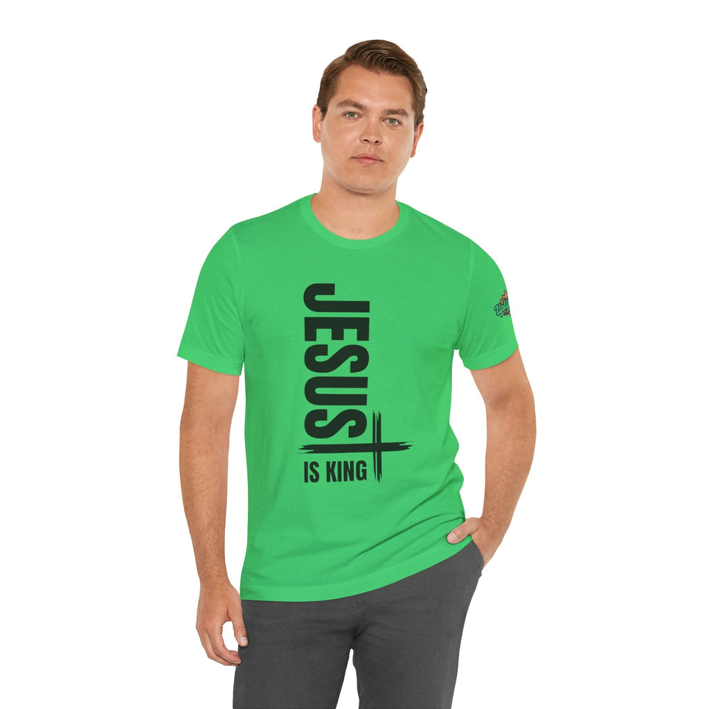 Jesus Is King T-shirt | Modern Typographic Cross Christian T-shirt Printify