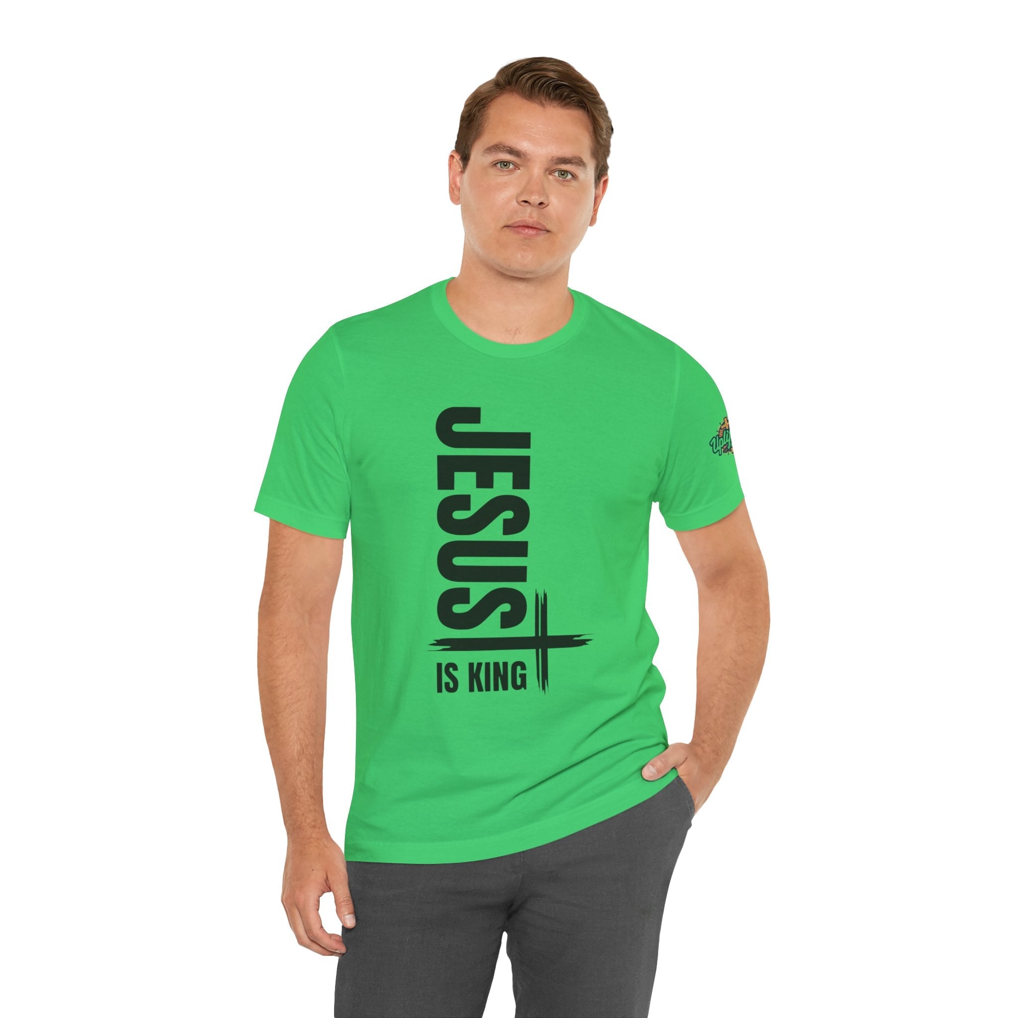 Jesus Is King T-shirt | Modern Typographic Cross Christian T-shirt Printify