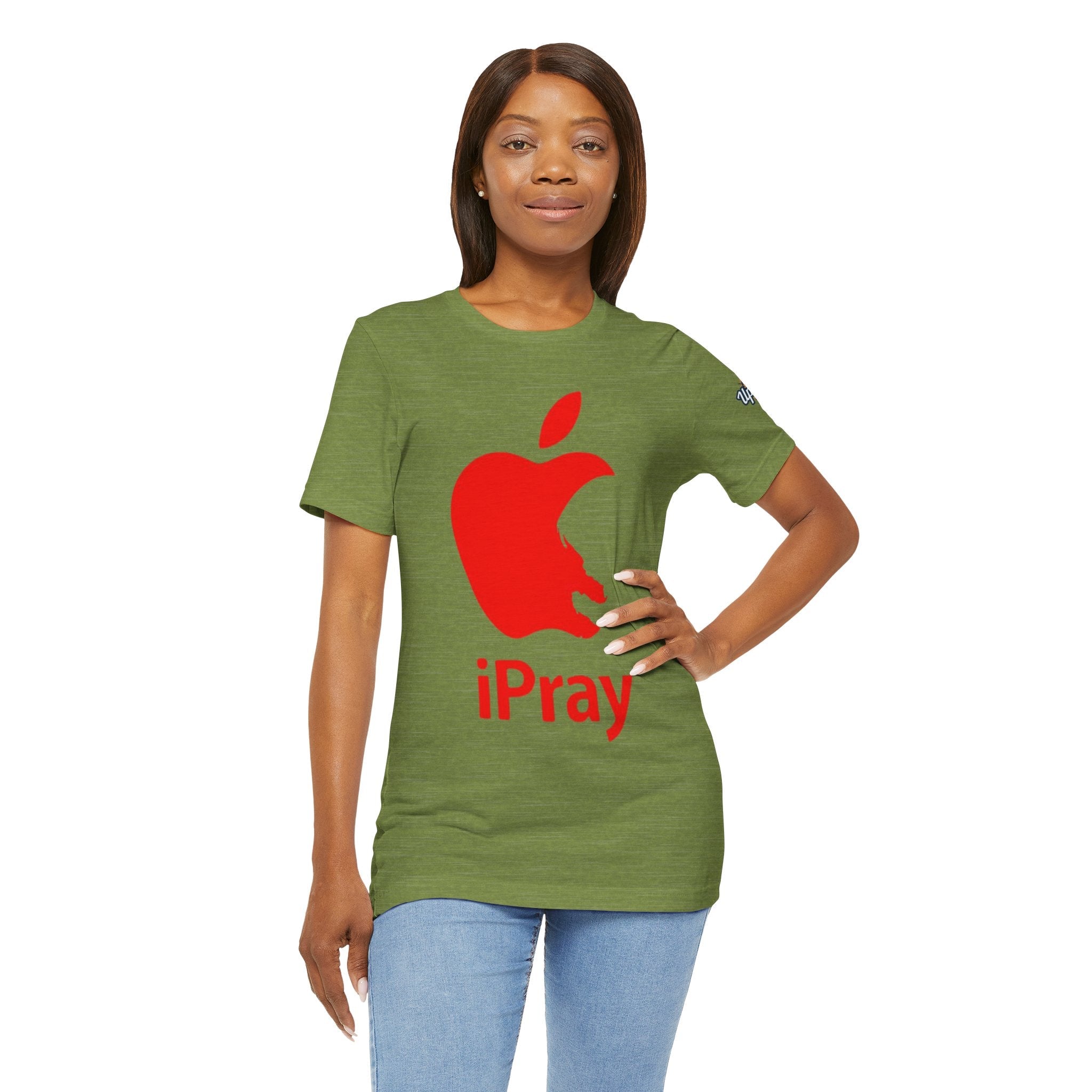 iPray Red Apple Christian T-Shirt — Faith Graphic Tee Printify
