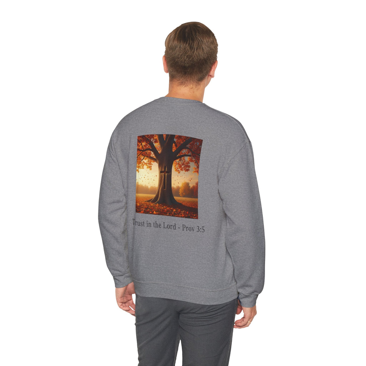Trust in the Lord Sweatshirt – Autumn Tree Proverbs 3:5 Christian Sweatshirt for Cozy Faith Printify