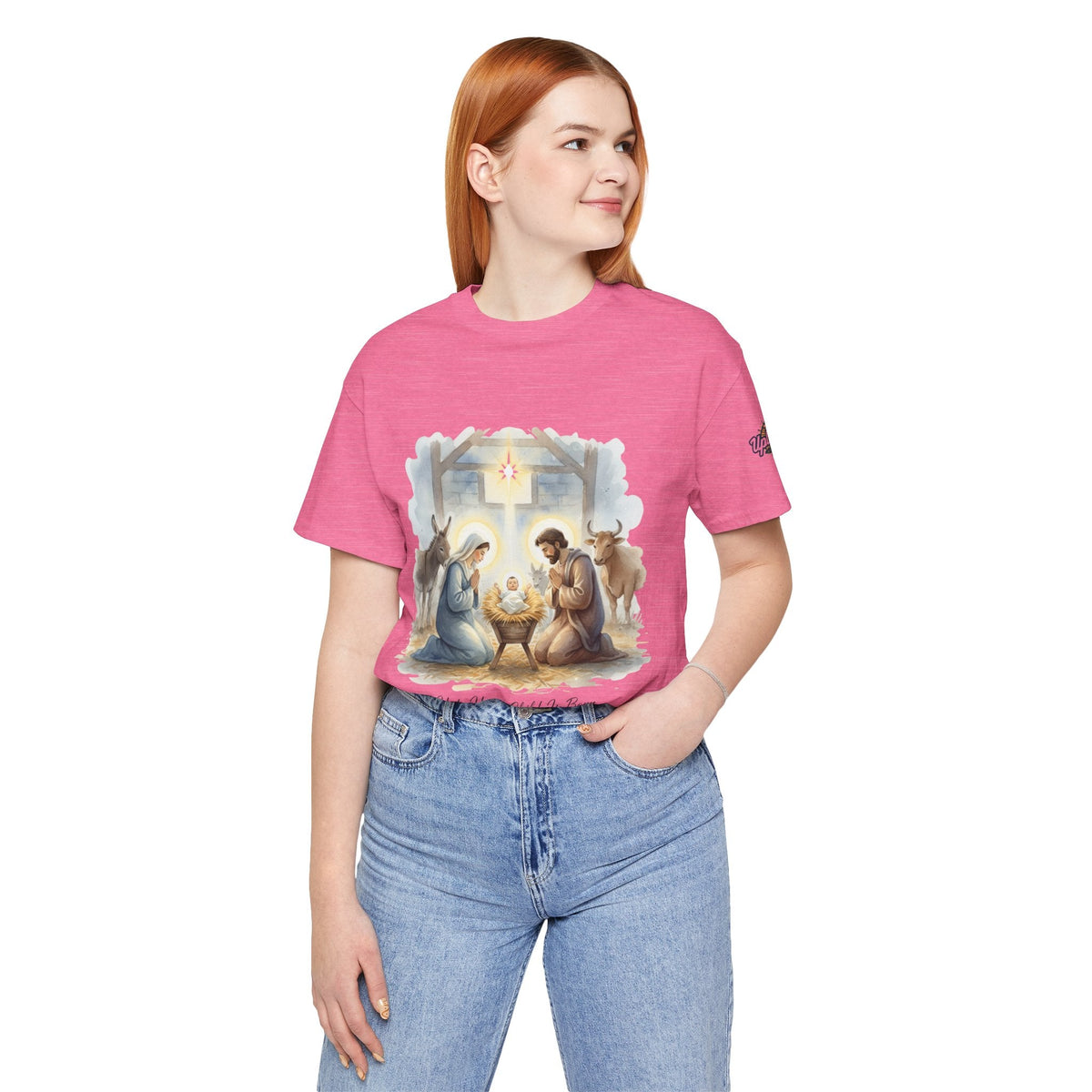 Unto Us a Child is Born T-shirt – Isaiah 9:6 Nativity Manger Scene Christian Christmas T-shirt for Holy Night Faith Printify