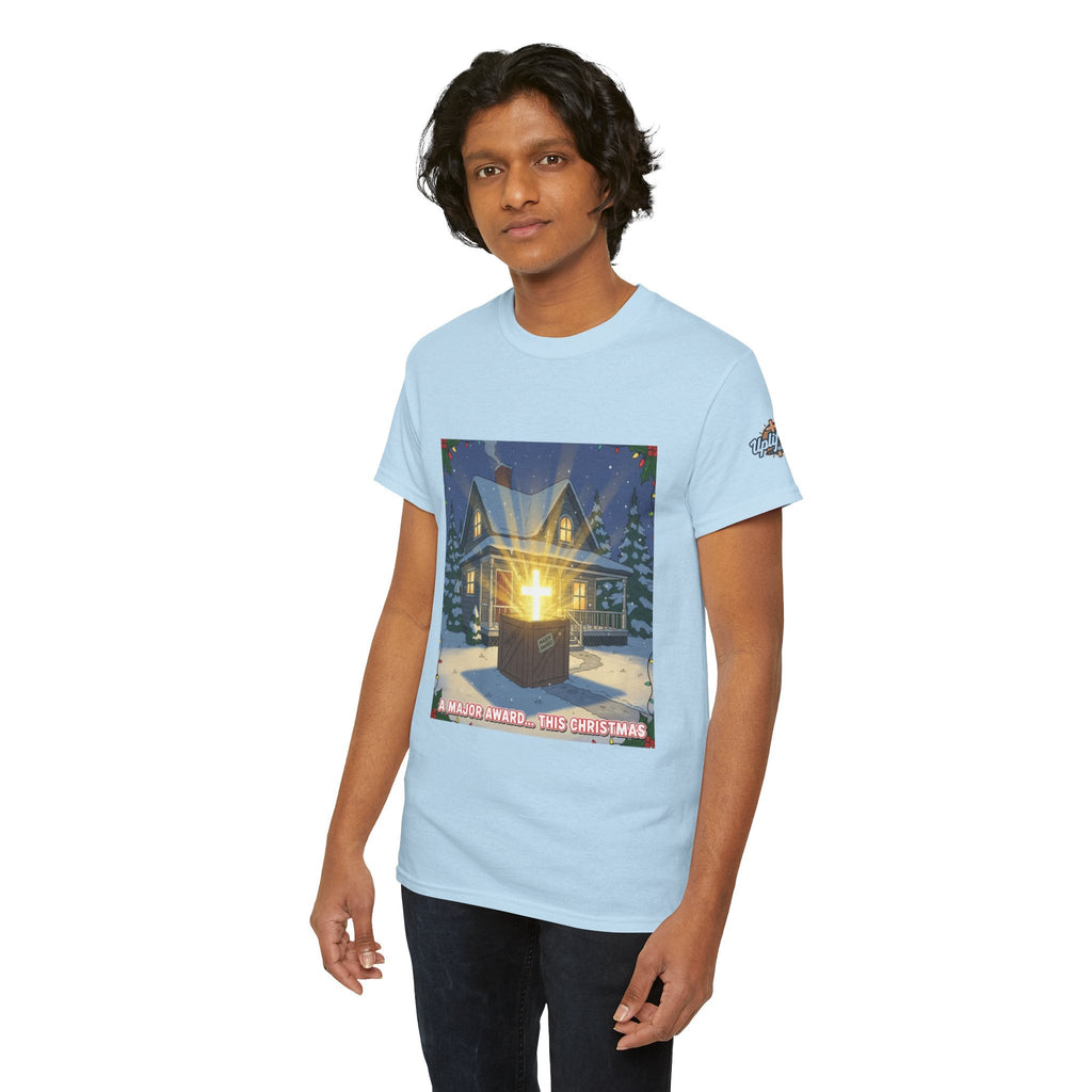 A Major Award This Christmas T-shirt – Fragile Leg Lamp Parody Cross Unboxing Christian T-shirt for Hilarious Faith & Holiday Glow Printify