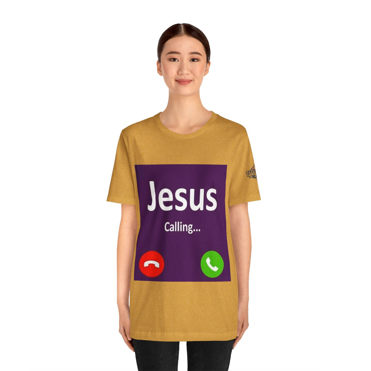 Jesus Calling T-shirt – Funny Cell Phone Screen Christian T-shirt for Divine Connection & Faith Humor Printify