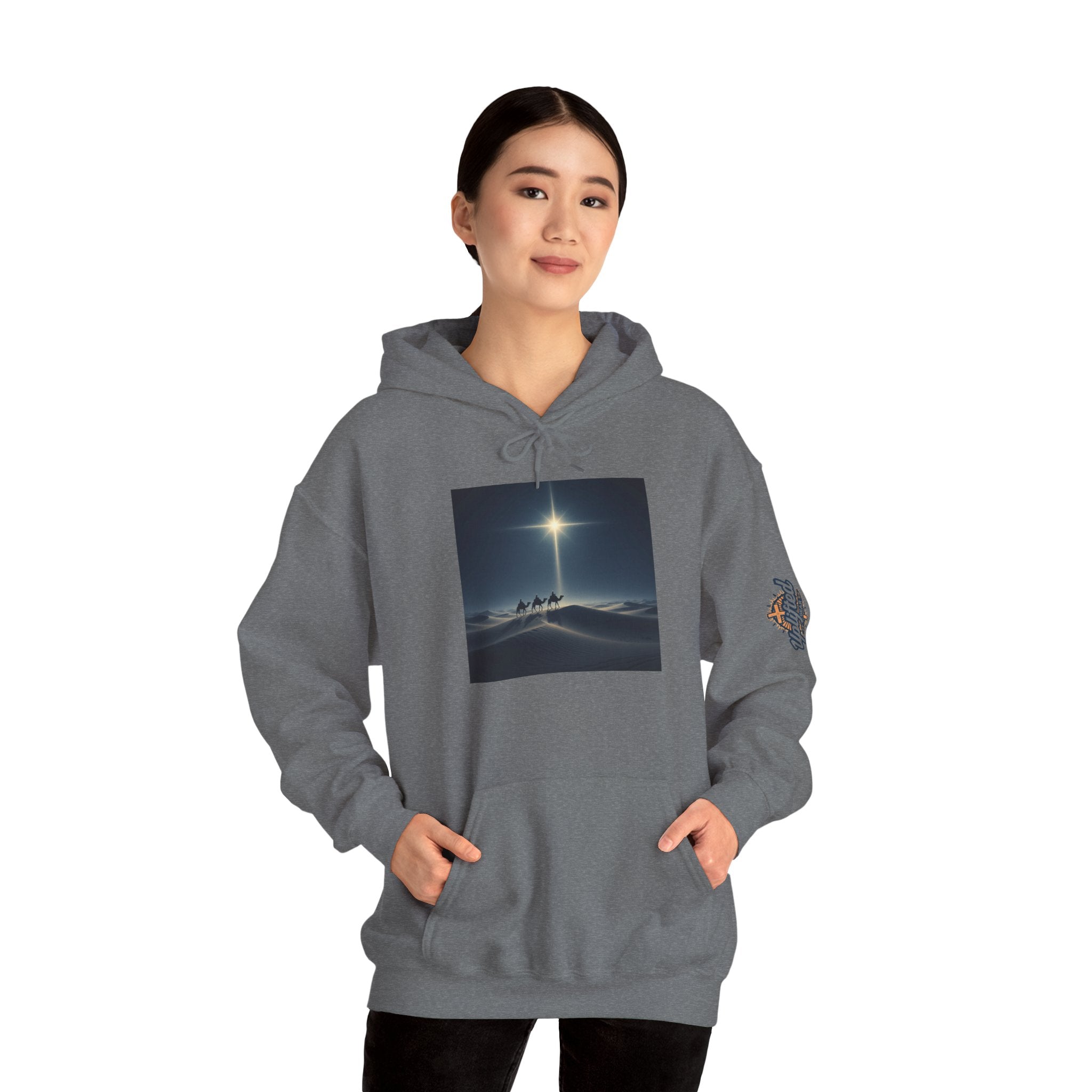 3 Wise Men Hoodie – Magi Camels Nativity Journey Christian Christmas Sweatshirt for Epiphany Faith & Holy Night Printify