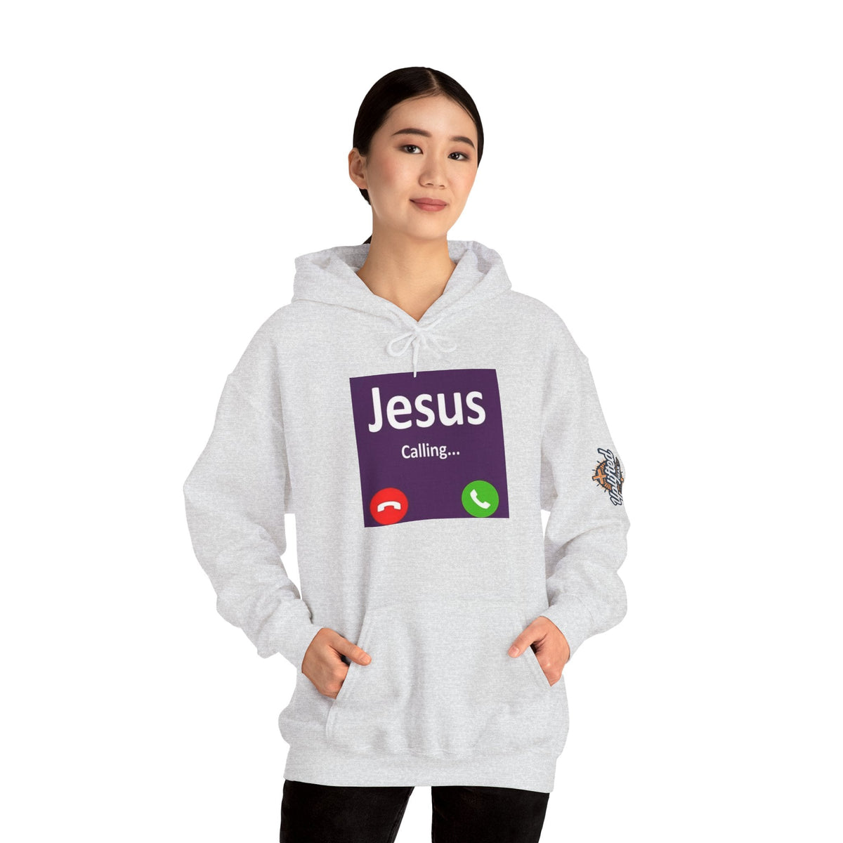 Jesus Calling Hoodie – Funny Cell Phone Screen Christian Sweatshirt for Divine Connection & Faith Humor Printify