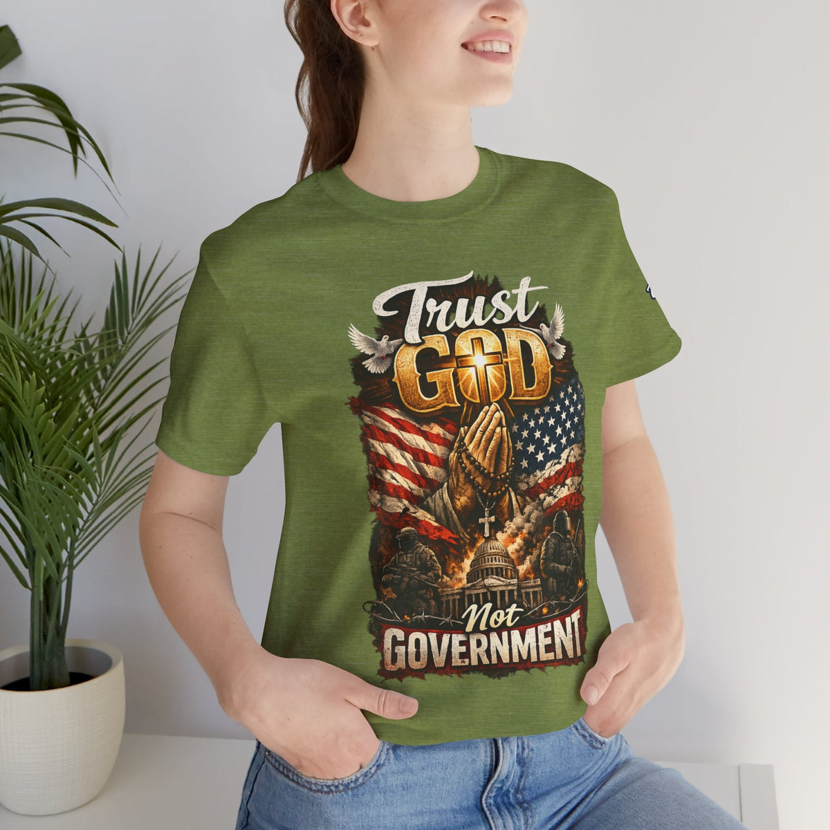Trust God Not Government T-Shirt — Vintage Patriotic Christian Tee Printify