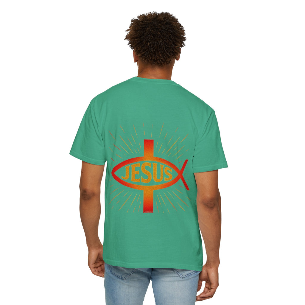 Jesus Ichthys T-shirt – Christian Fish Symbol with Cross & Jesus Inscription T-shirt for Eternal Faith & Streetwear Printify