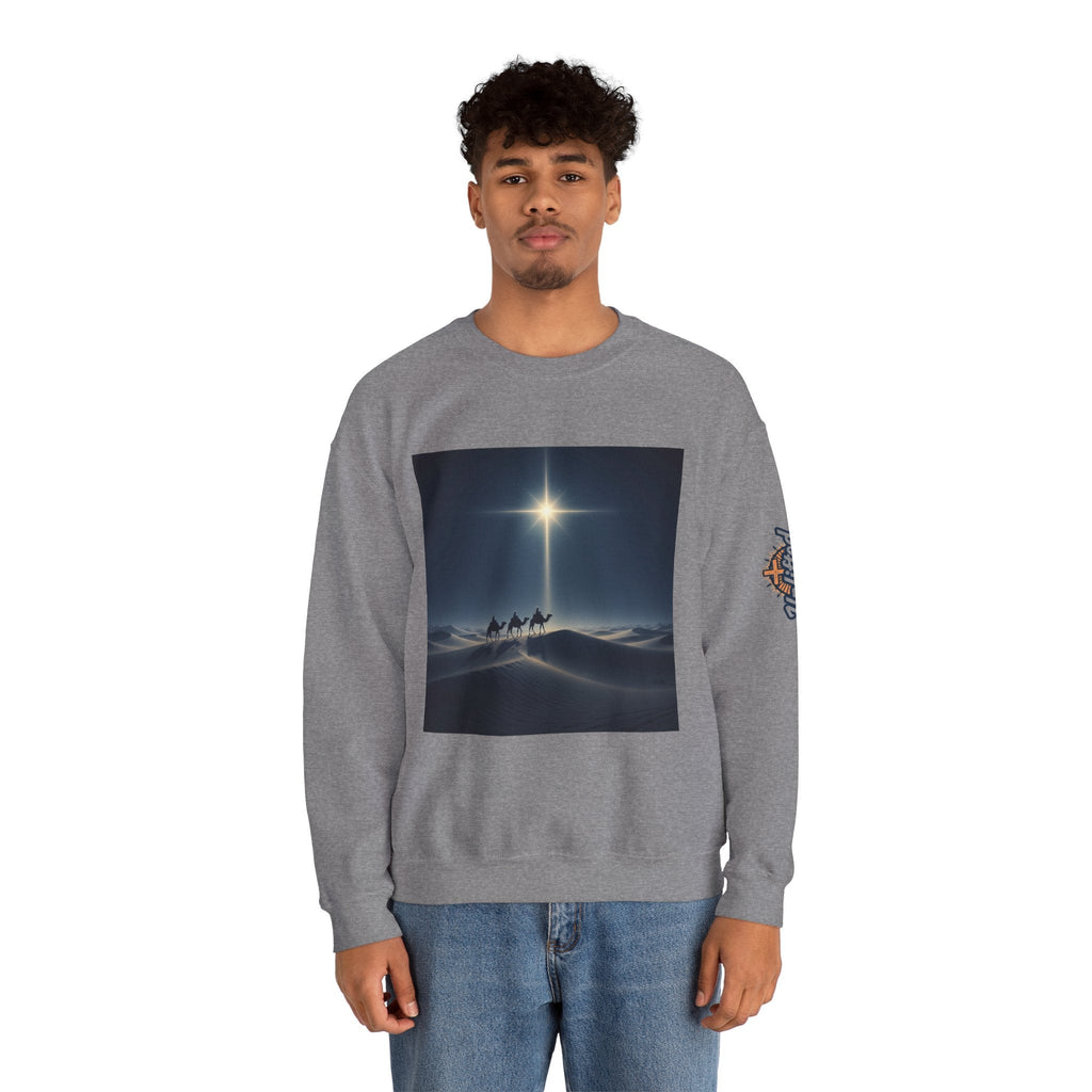 3 Wise Men Sweatshirt – Magi Camels Nativity Journey Christian Christmas Sweatshirt for Epiphany Faith & Holy Night Printify