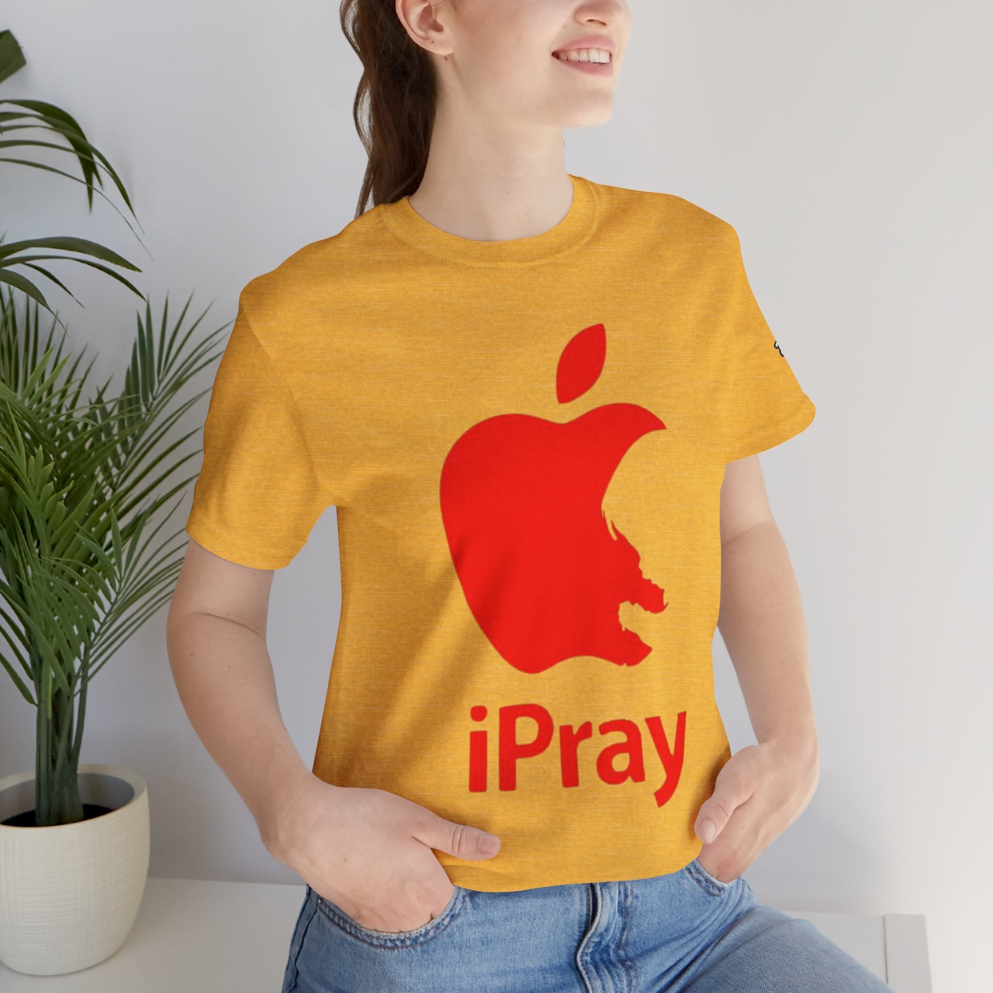iPray Red Apple Christian T-Shirt — Faith Graphic Tee Printify
