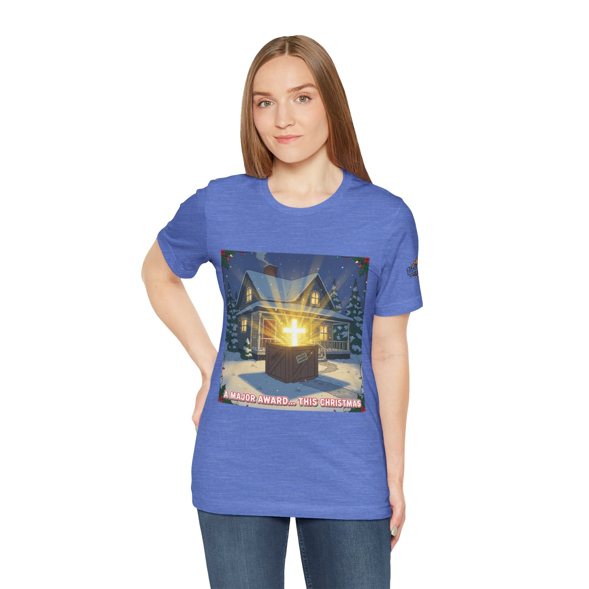 A Major Award This Christmas T-shirt – Fragile Leg Lamp Parody Cross Unboxing Christian T-shirt for Hilarious Faith & Holiday Glow Printify