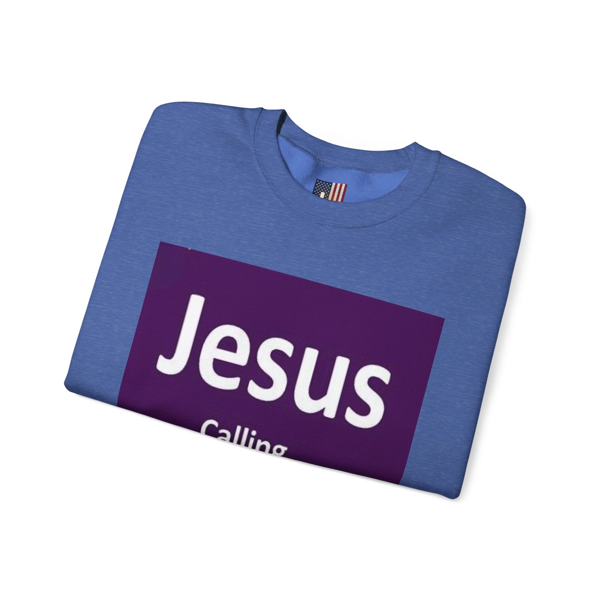 Jesus Calling Sweatshirt – Funny Cell Phone Screen Christian Sweatshirt for Divine Connection & Faith Humor Printify