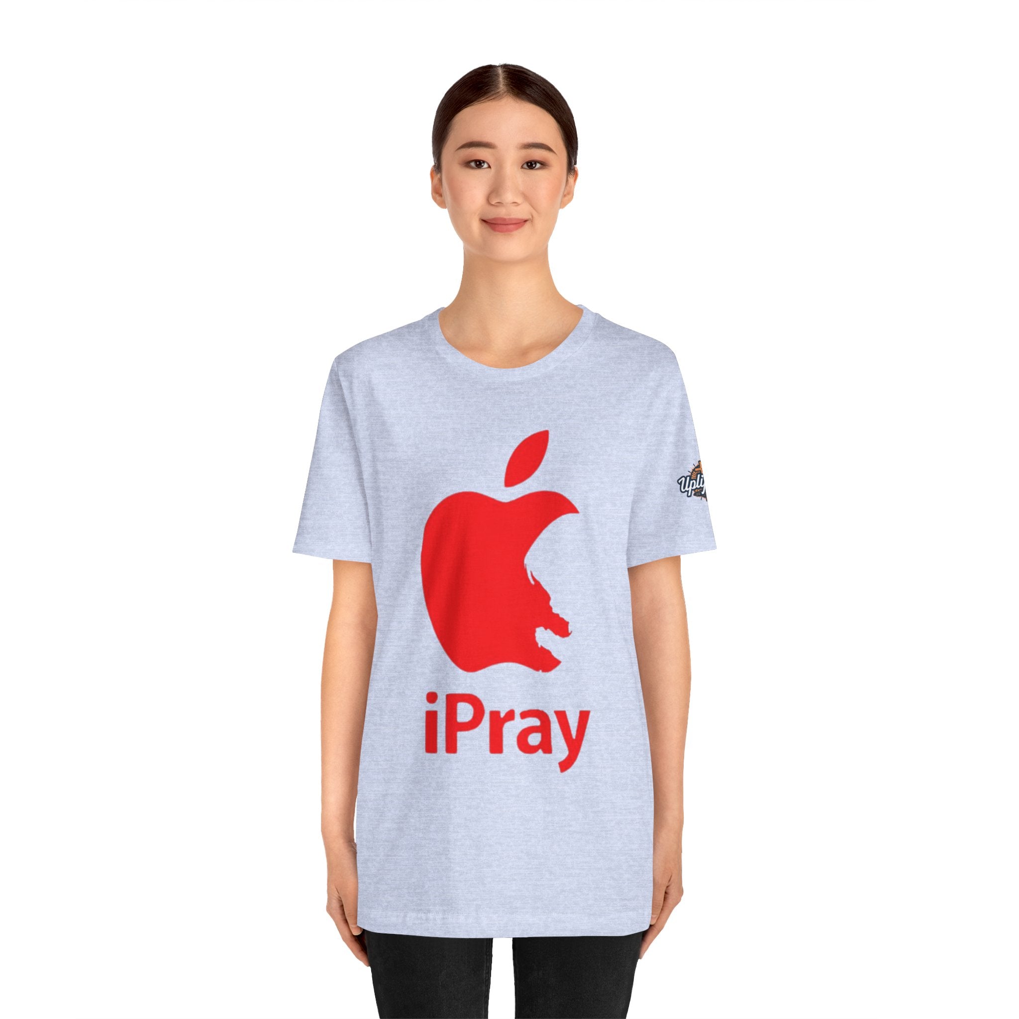iPray Red Apple Christian T-Shirt — Faith Graphic Tee Printify