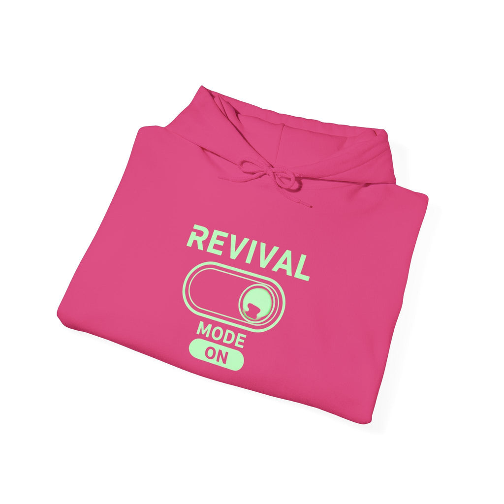 🔥 Revival Mode: ON – Christian Techwear Hoodie | Glowing Green Faith Switch | Futuristic Jesus Shirt | Activate Your Spiritual Awakening | Uplifted Gear Printify