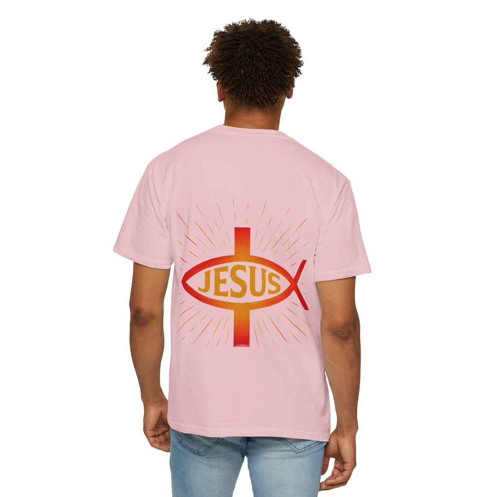 Jesus Ichthys T-shirt – Christian Fish Symbol with Cross & Jesus Inscription T-shirt for Eternal Faith & Streetwear Printify