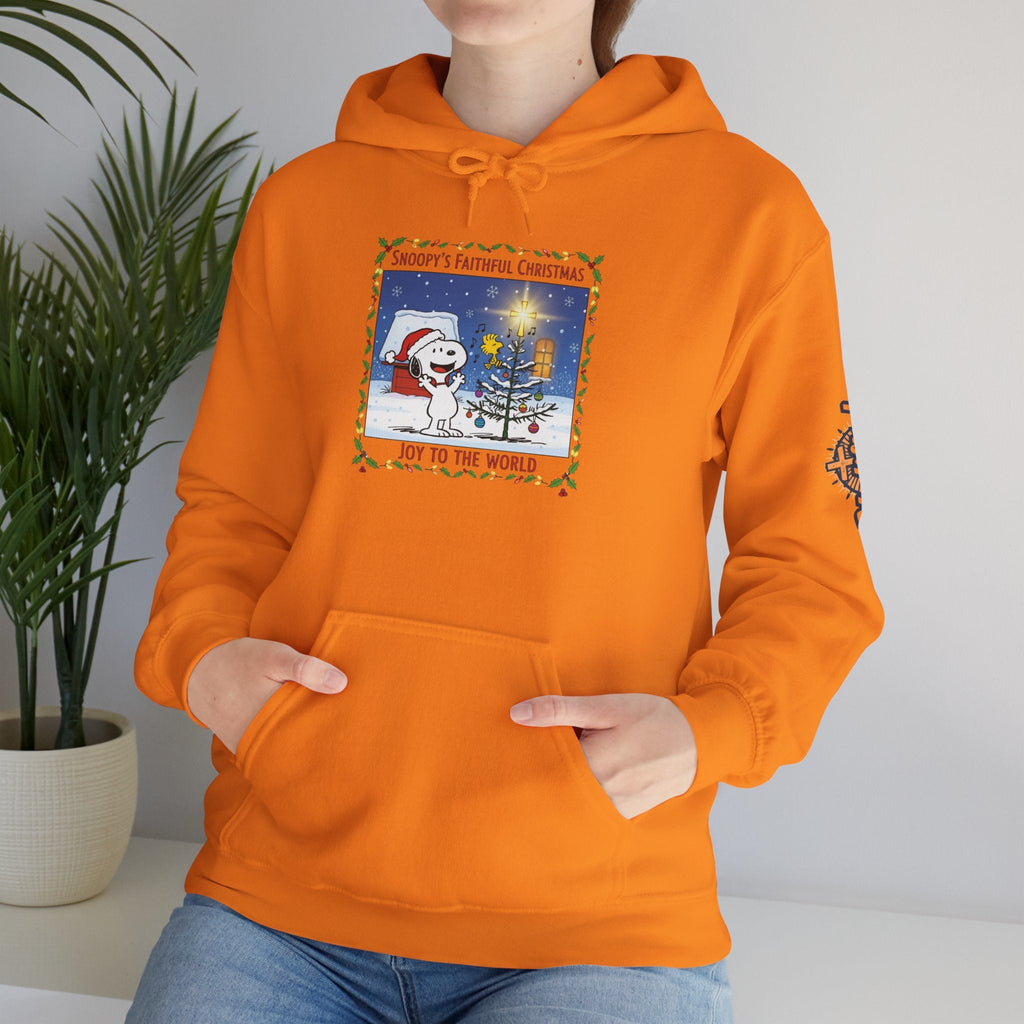 🎄 Faithful Christmas Friends – Christian Holiday Hoodie | Festive Tree & Cartoon Duo | Heartwarming Christmas Tee by Uplifted Gear Printify