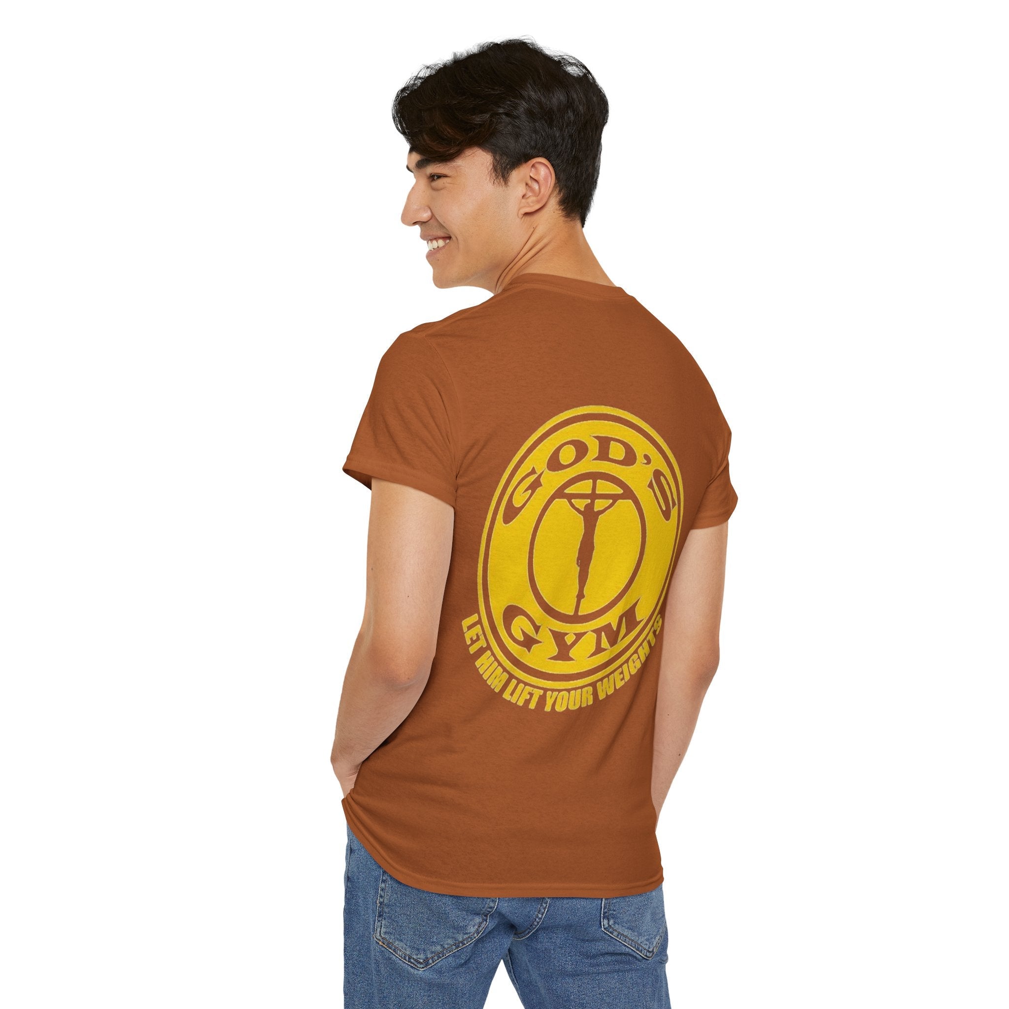 God's Gym T-Shirt — "Let Him Lift Your Weights" Christian Fitness Tee Printify