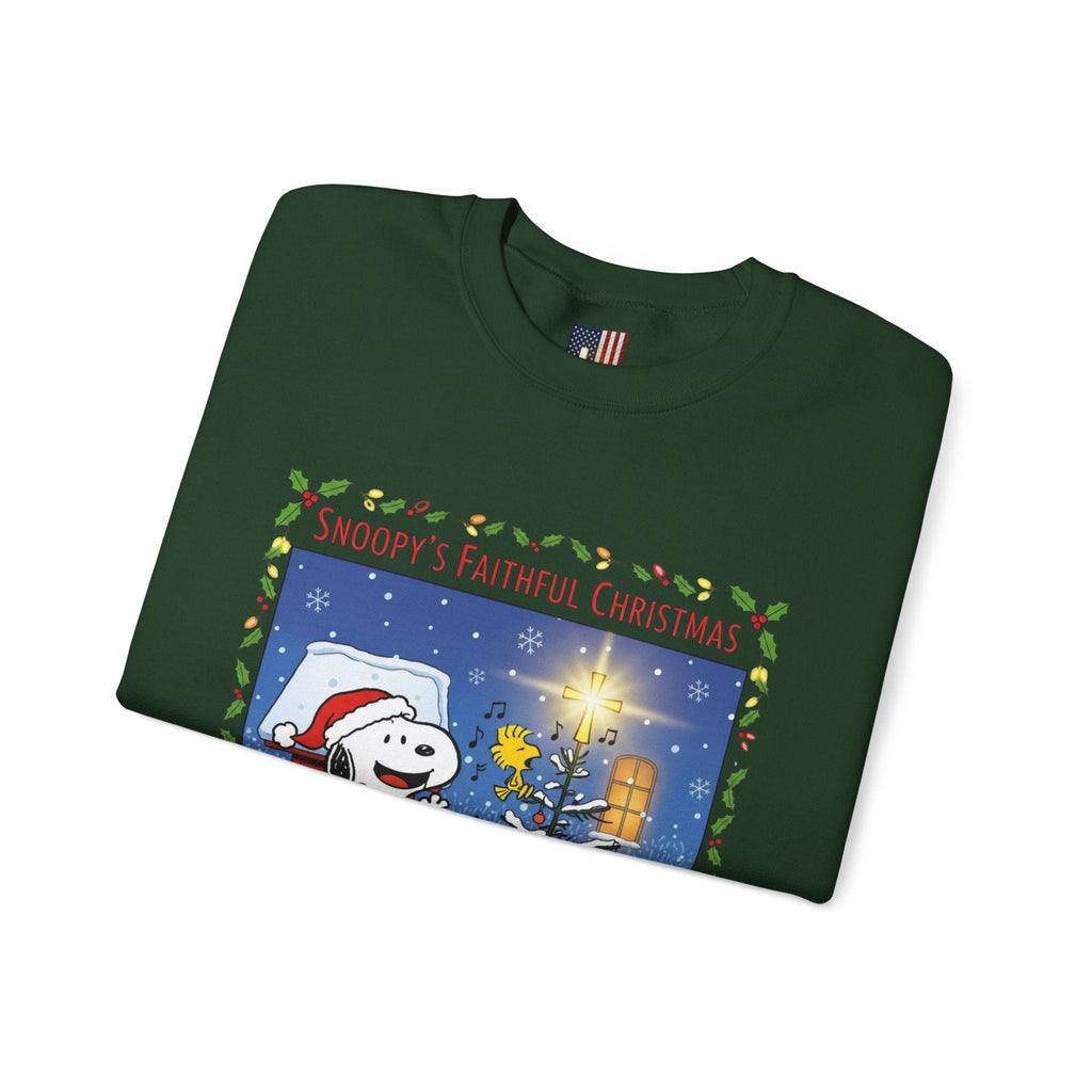 🎄 Faithful Christmas Friends – Christian Holiday Sweatshirt | Festive Tree & Cartoon Duo | Heartwarming Christmas Tee by Uplifted Gear Printify