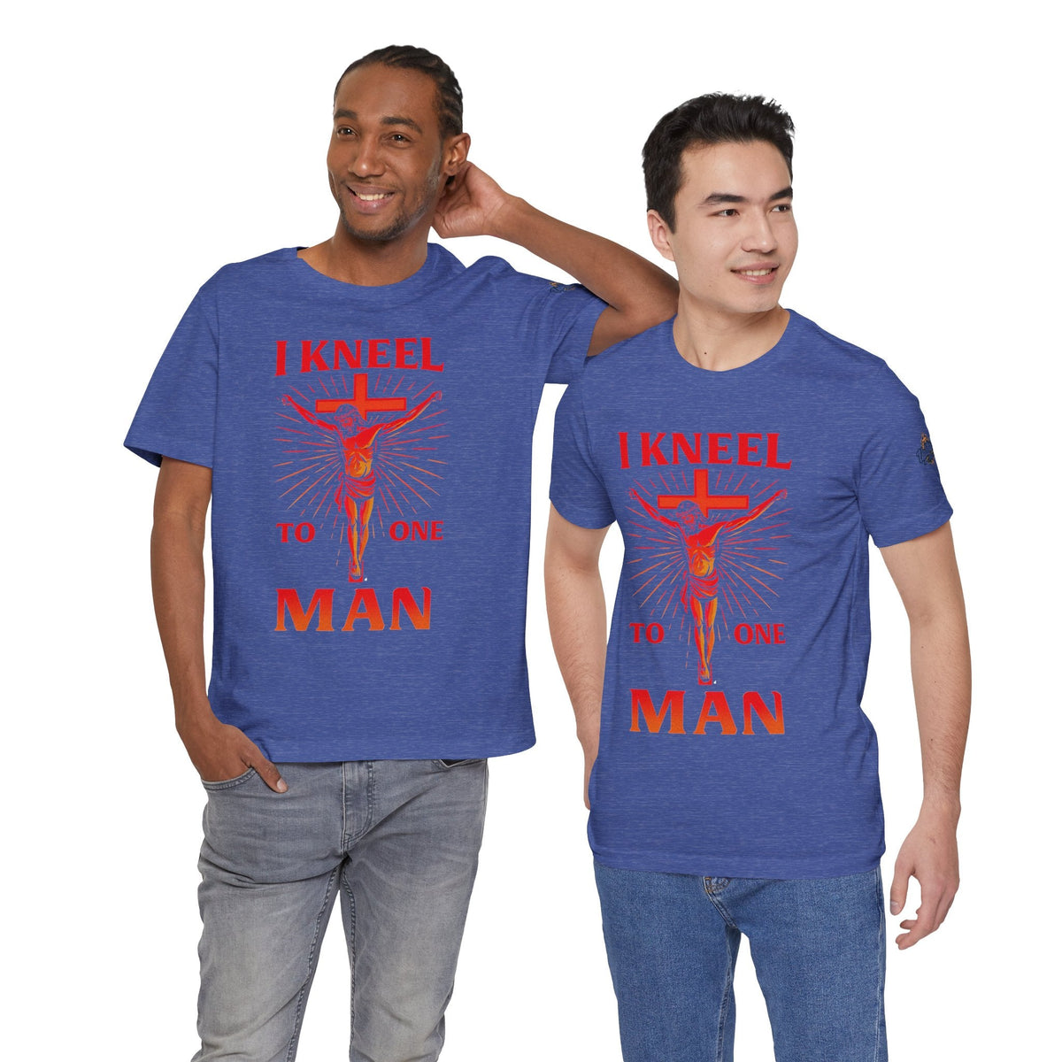 I Kneel to One Man T-shirt – Crucifixion Christian T-shirt for Unashamed Devotion & Bold Faith Printify