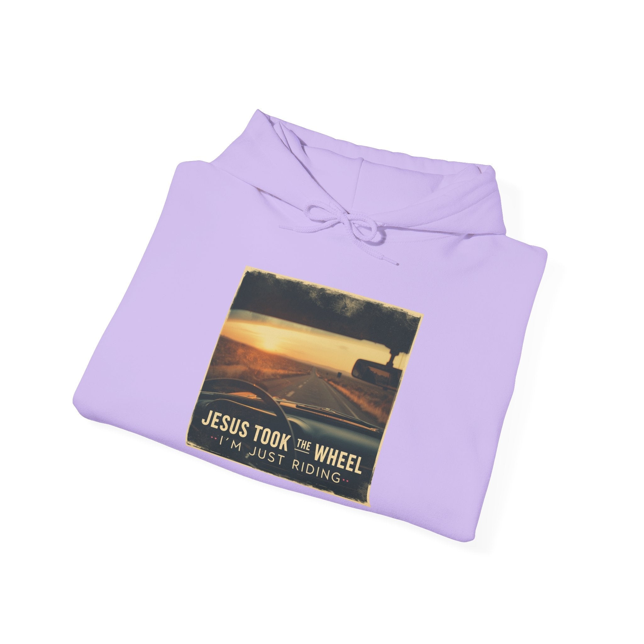 Jesus Took the Wheel I'm Just Riding Hoodie – Funny Christian Convertible Car Sweatshirt for Surrendered Faith & Humor Printify