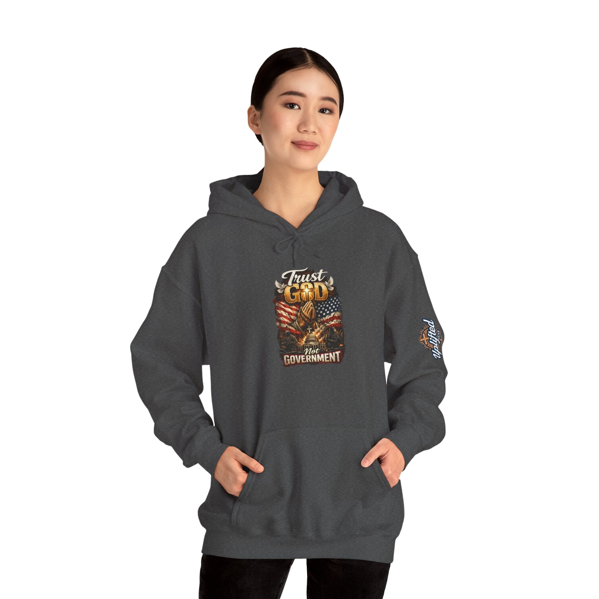 Trust God Not Government Hoodie — Vintage Patriotic Christian Hoodie Printify