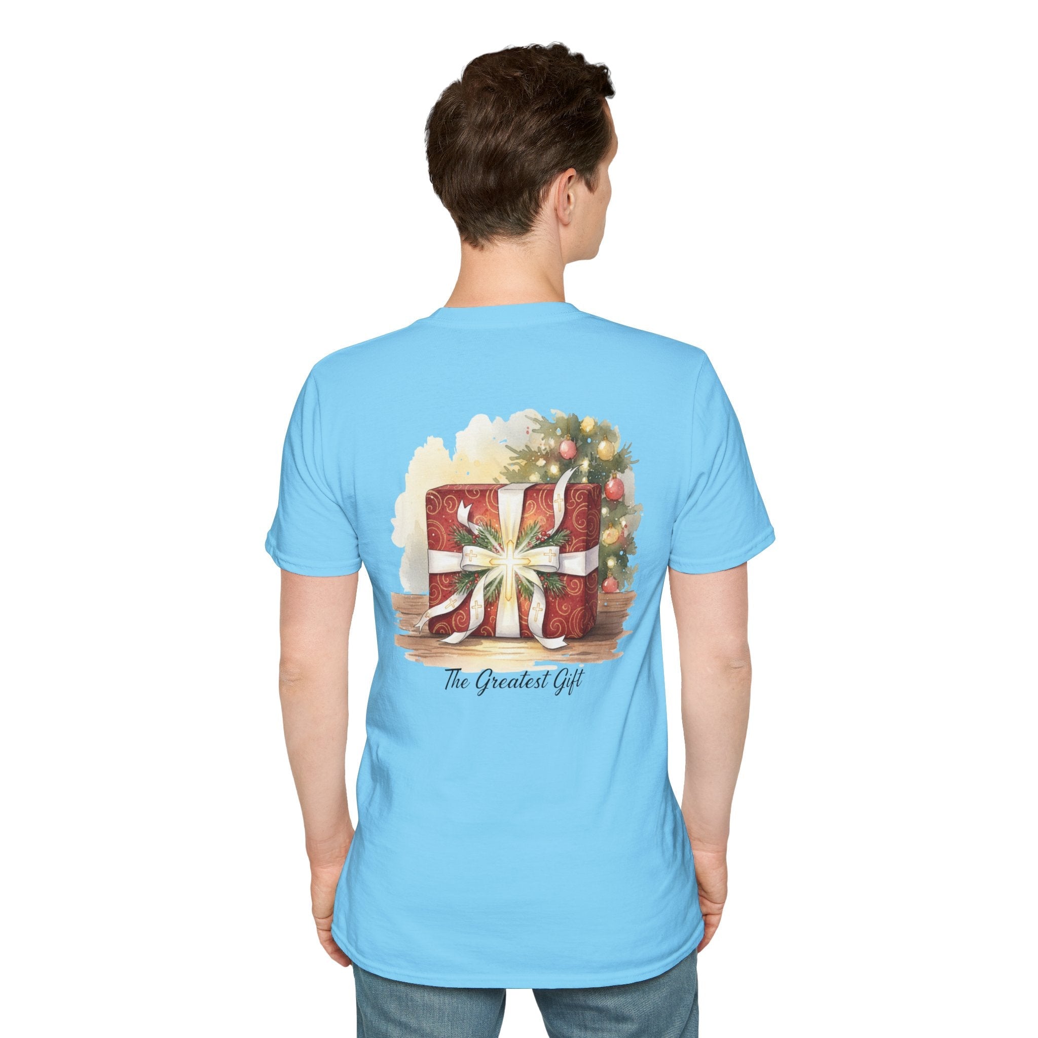 The Greatest Gift T-shirt – Cross Bow Present Christian T-shirt for Christmas Salvation & Eternal Faith Printify