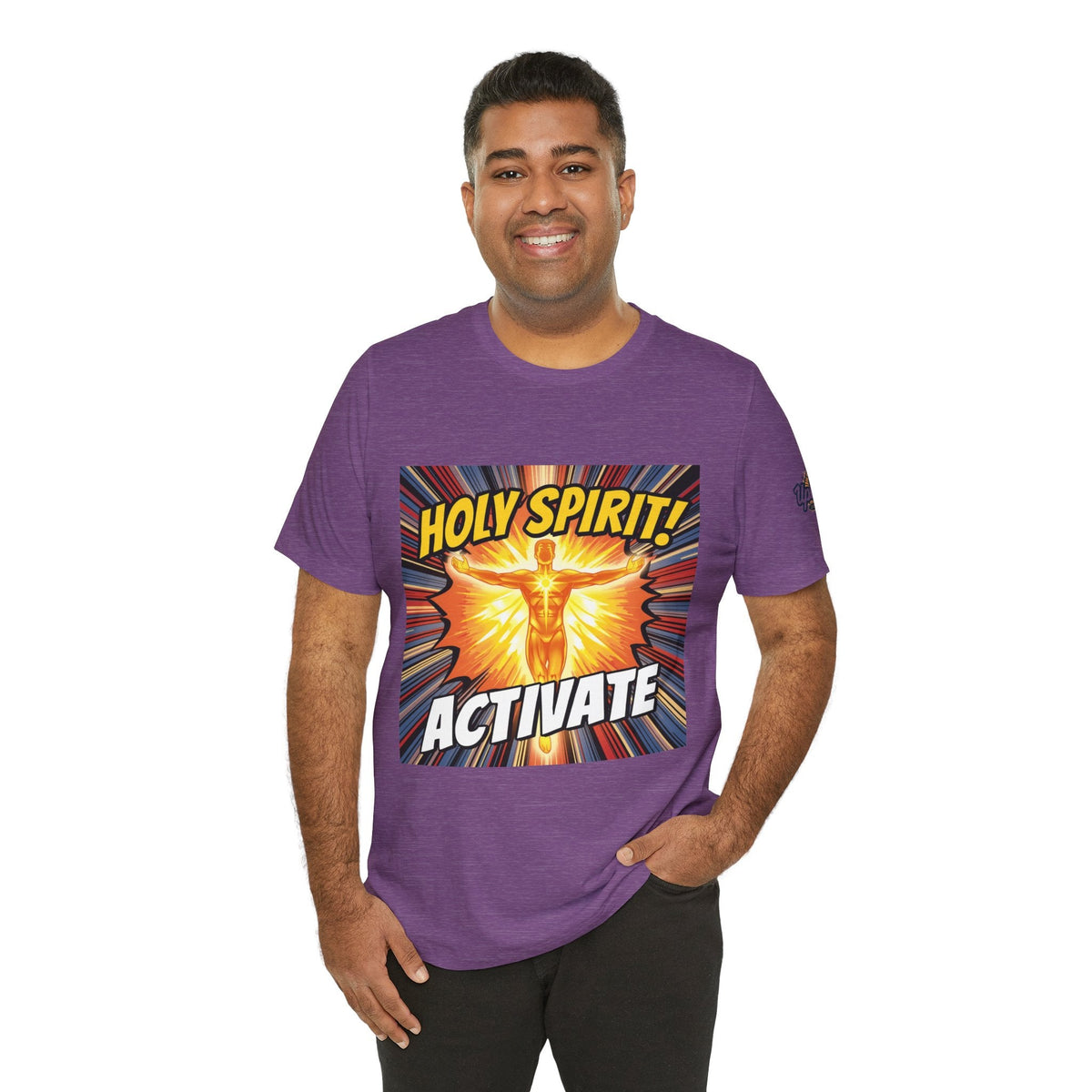 Holy Spirit Activate T-shirt – Superhero Christian T-shirt with Vibrant Power-Up Design for Faith-Fueled Boldness Printify