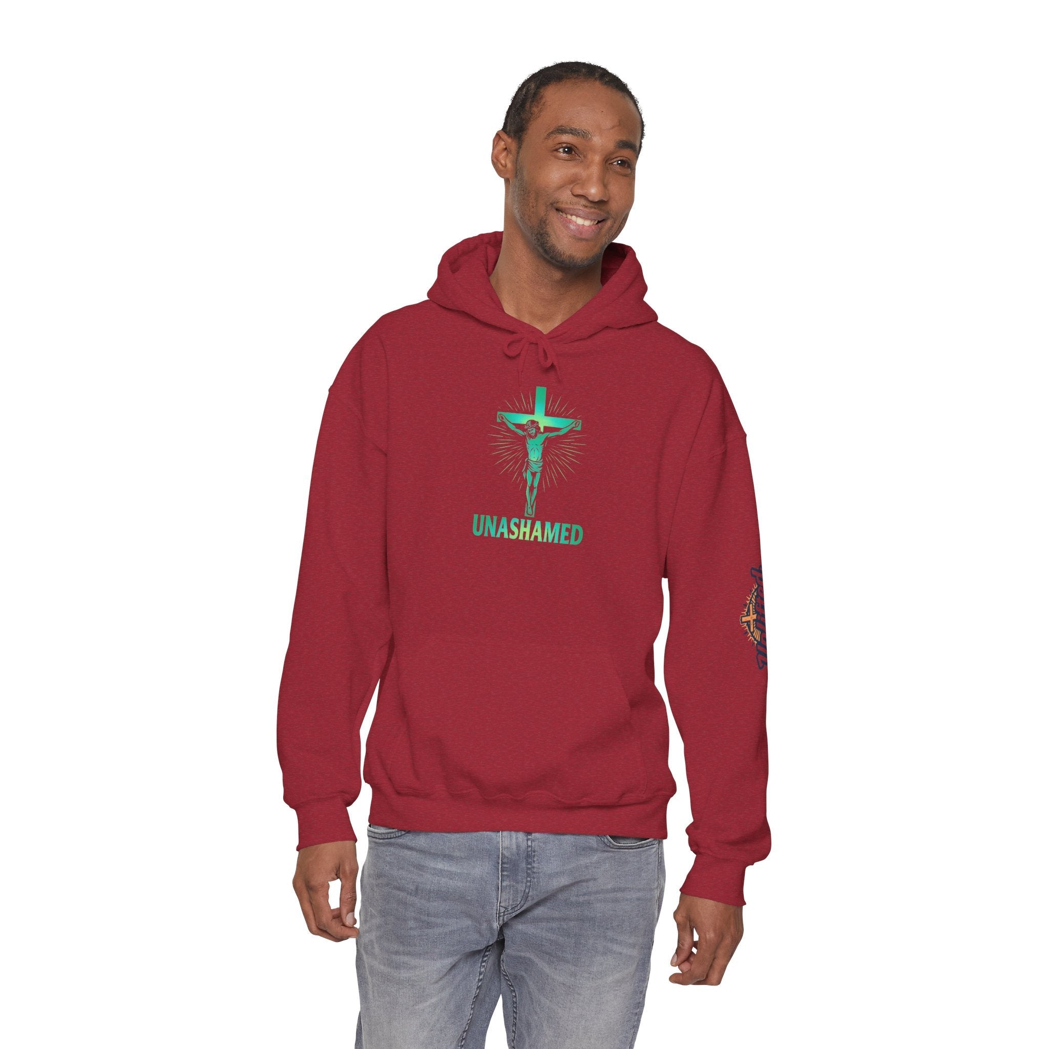 Unashamed Hoodie – Romans 1:16 Crucifixion Christian Hoodie for Bold Unwavering Faith Printify