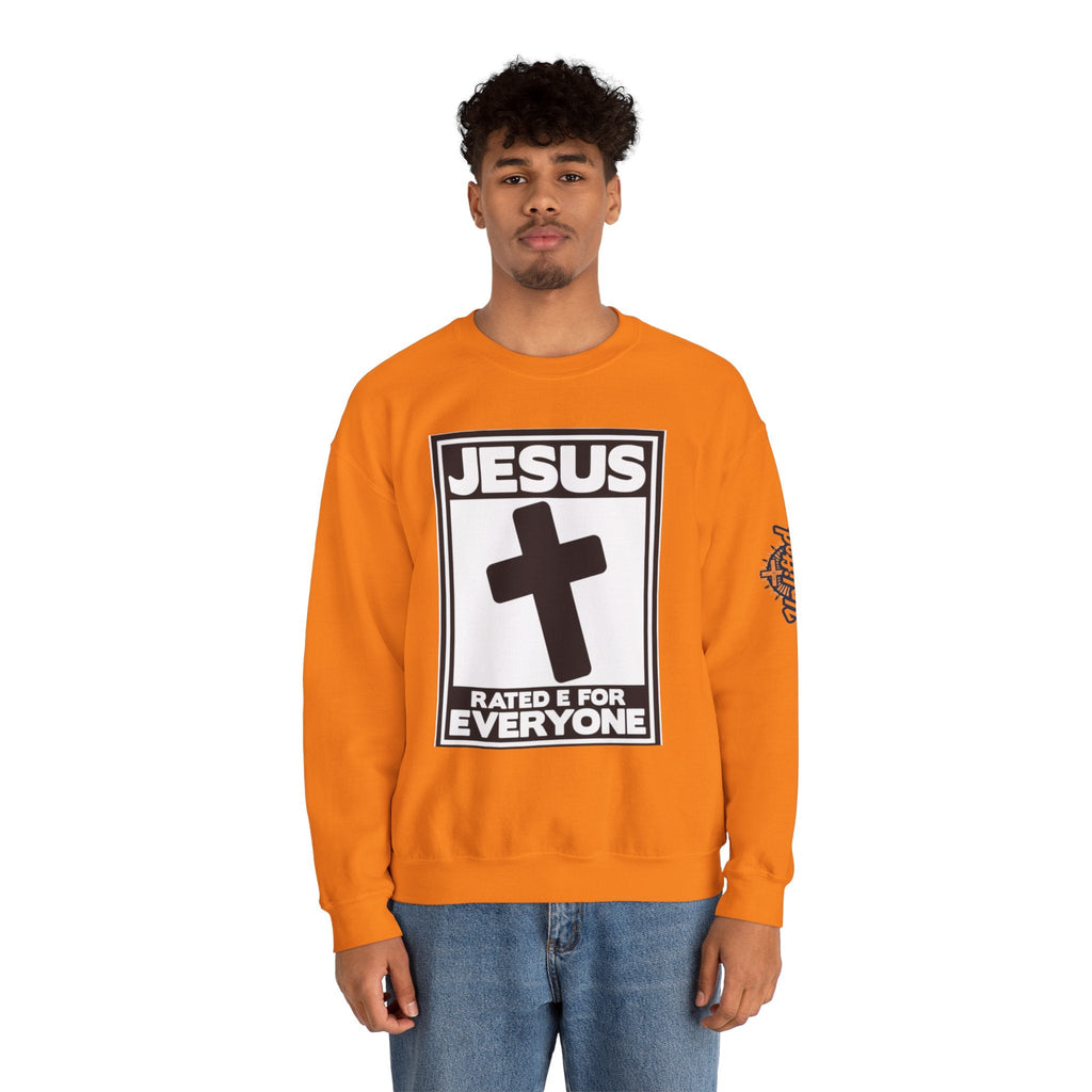 Jesus, Rated E for Everyone Sweatshirt - Gamer Faith Sweatshirt - Christian Video Game Parody Printify