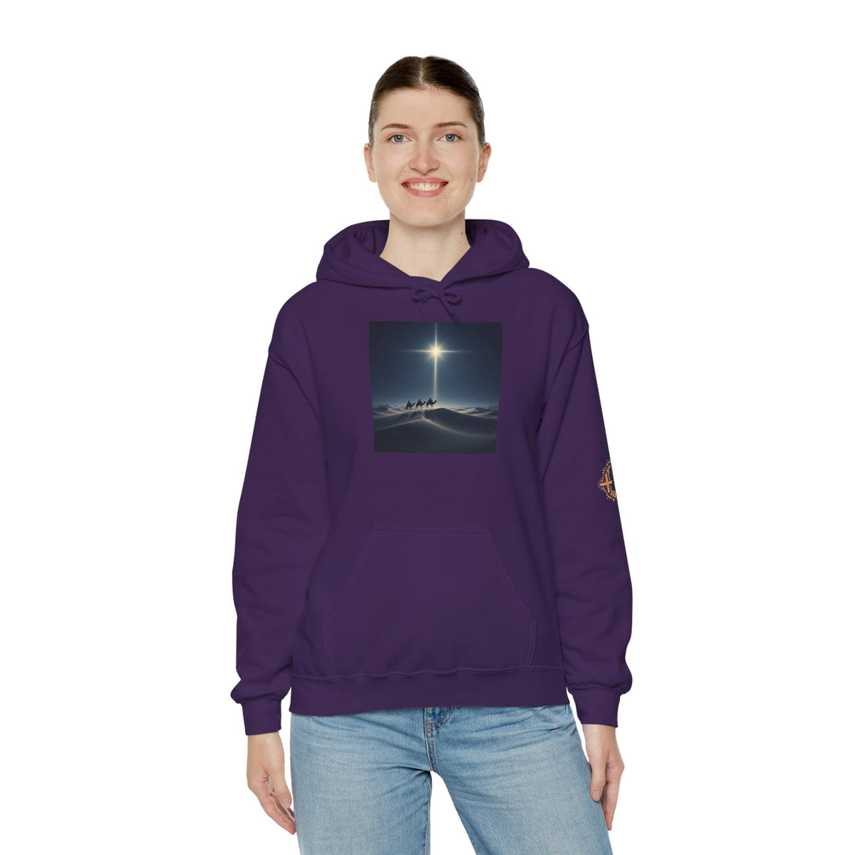 3 Wise Men Hoodie – Magi Camels Nativity Journey Christian Christmas Sweatshirt for Epiphany Faith & Holy Night Printify