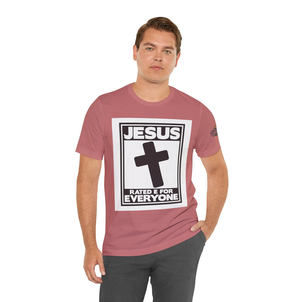 Jesus, Rated E for Everyone T-shirt - Gamer Faith T-shirt - Christian Video Game Parody Printify