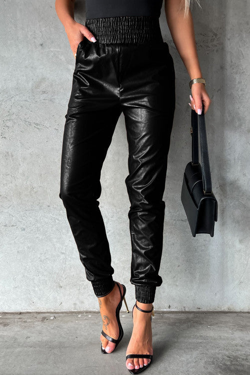 Brown Leather Skinny Tapered Pants Pretty Little Patriot