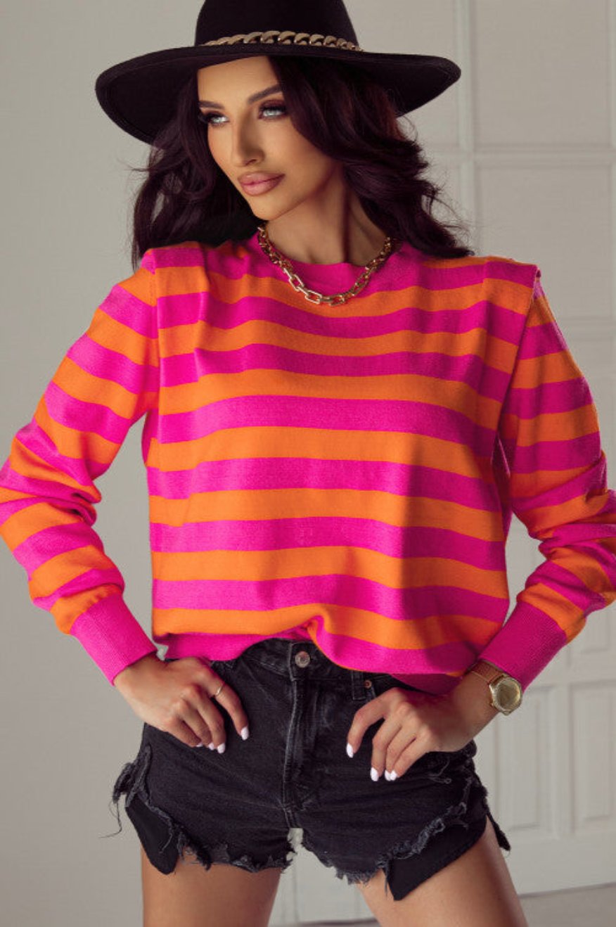 80s Pink & Orange Shoulder Sweater Pretty Little Patriot