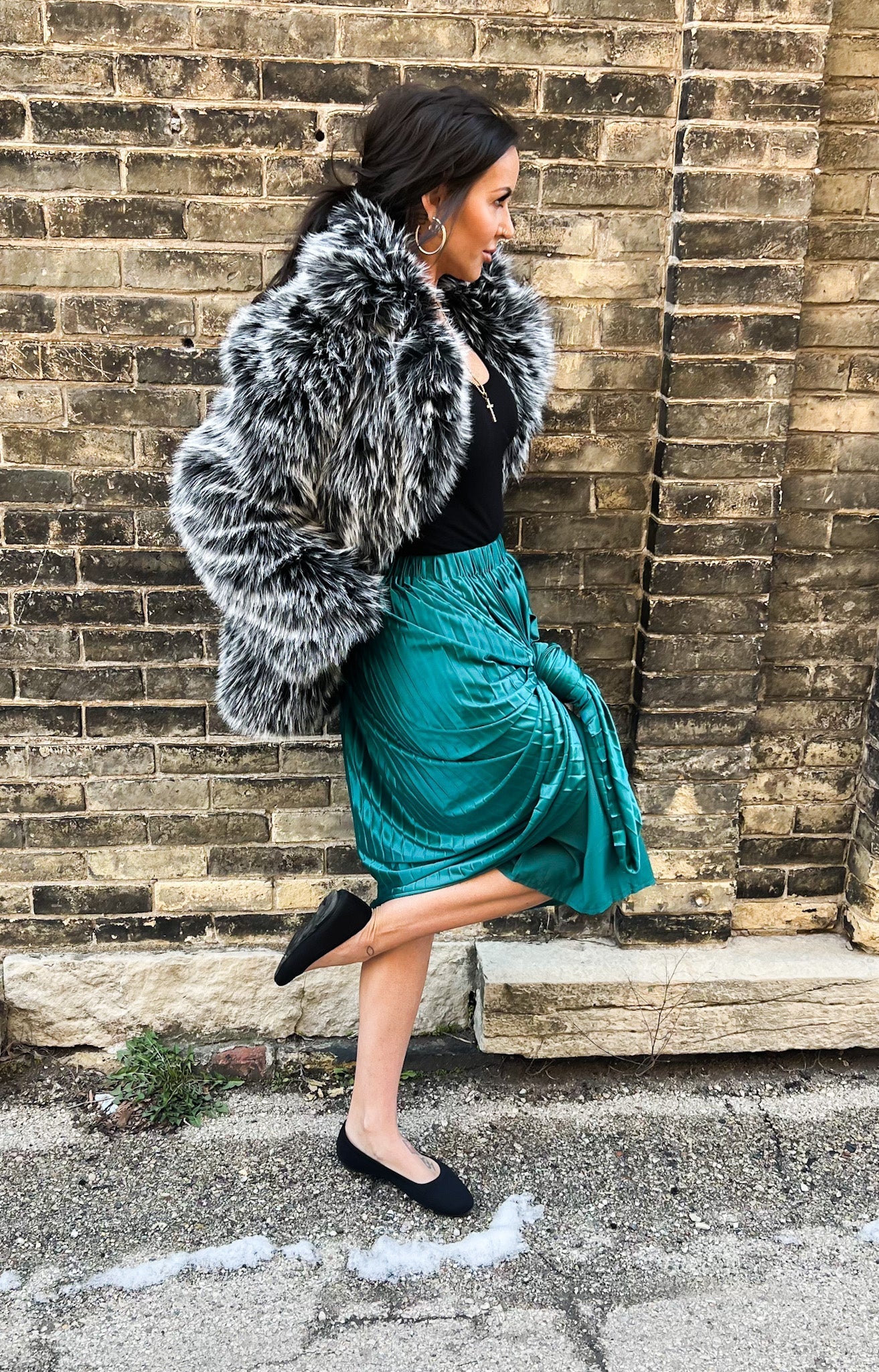 Black Mob Wife Faux Fur Coat Pretty Little Patriot