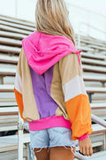 Oversized Pink Purple & Orange Colorblock Zip Hoodie Pretty Little Patriot