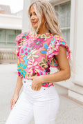 Floral Ruffle Sleeve Top Pretty Little Patriot