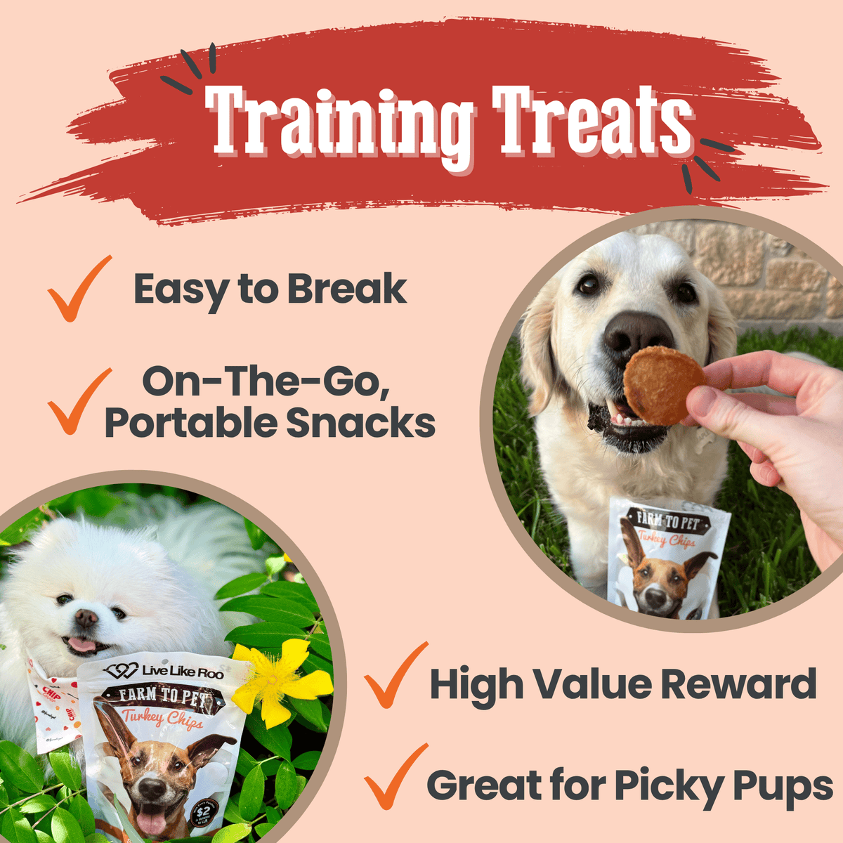 Live Like Roo Turkey Chips for Dogs | Dog Treats That Give Back Farm To Pet
